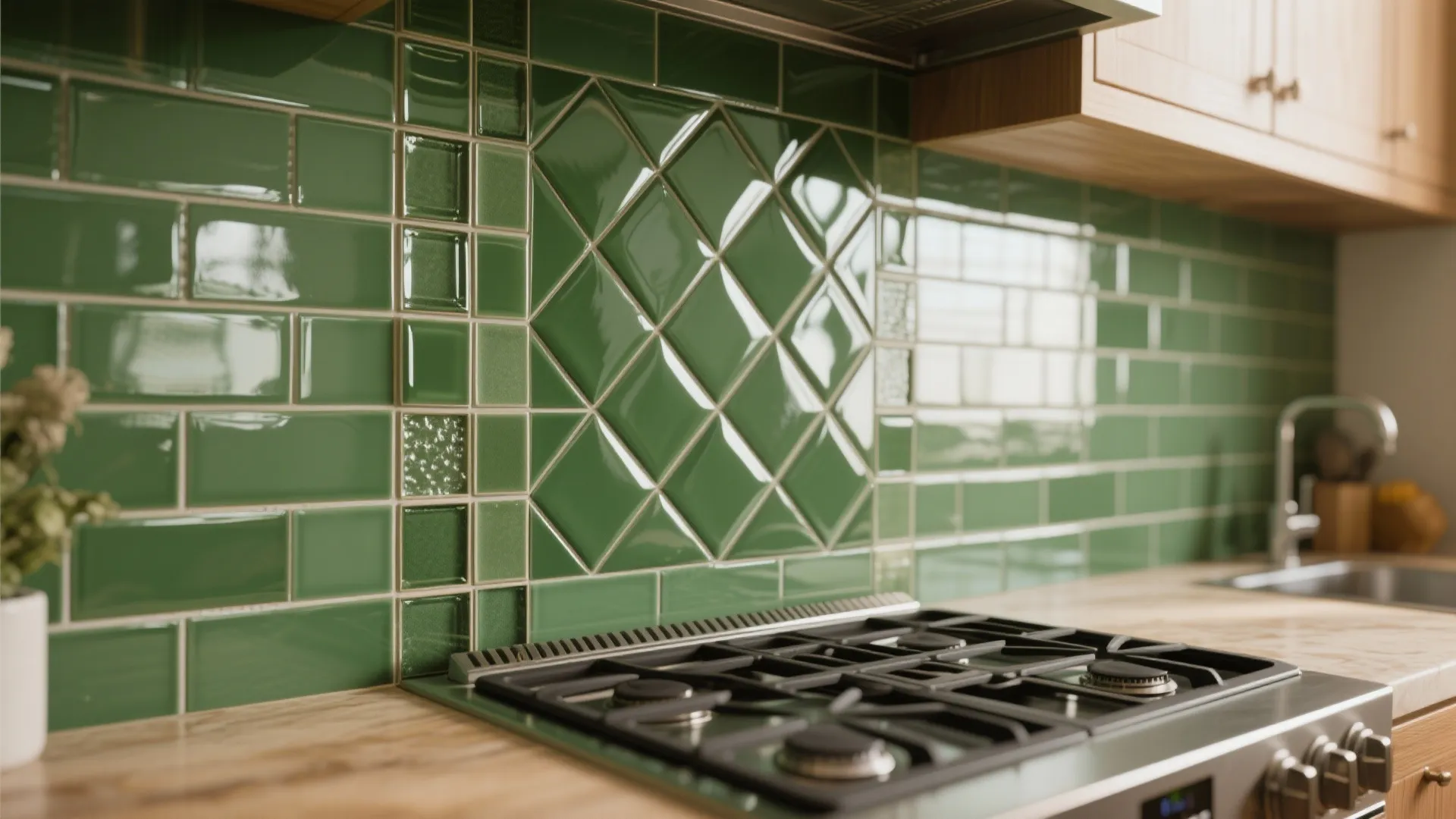 3. Green tiles for an unexpected backsplash