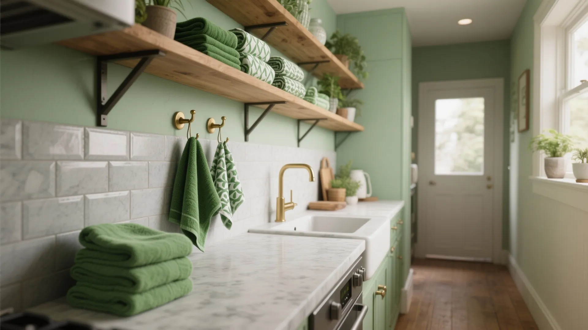 5 Green Kitchen Towel Ideas to Brighten Small Kitchens: Practical and stylish green kitchen towel ideas I’ve used in small-space kitchen redesigns