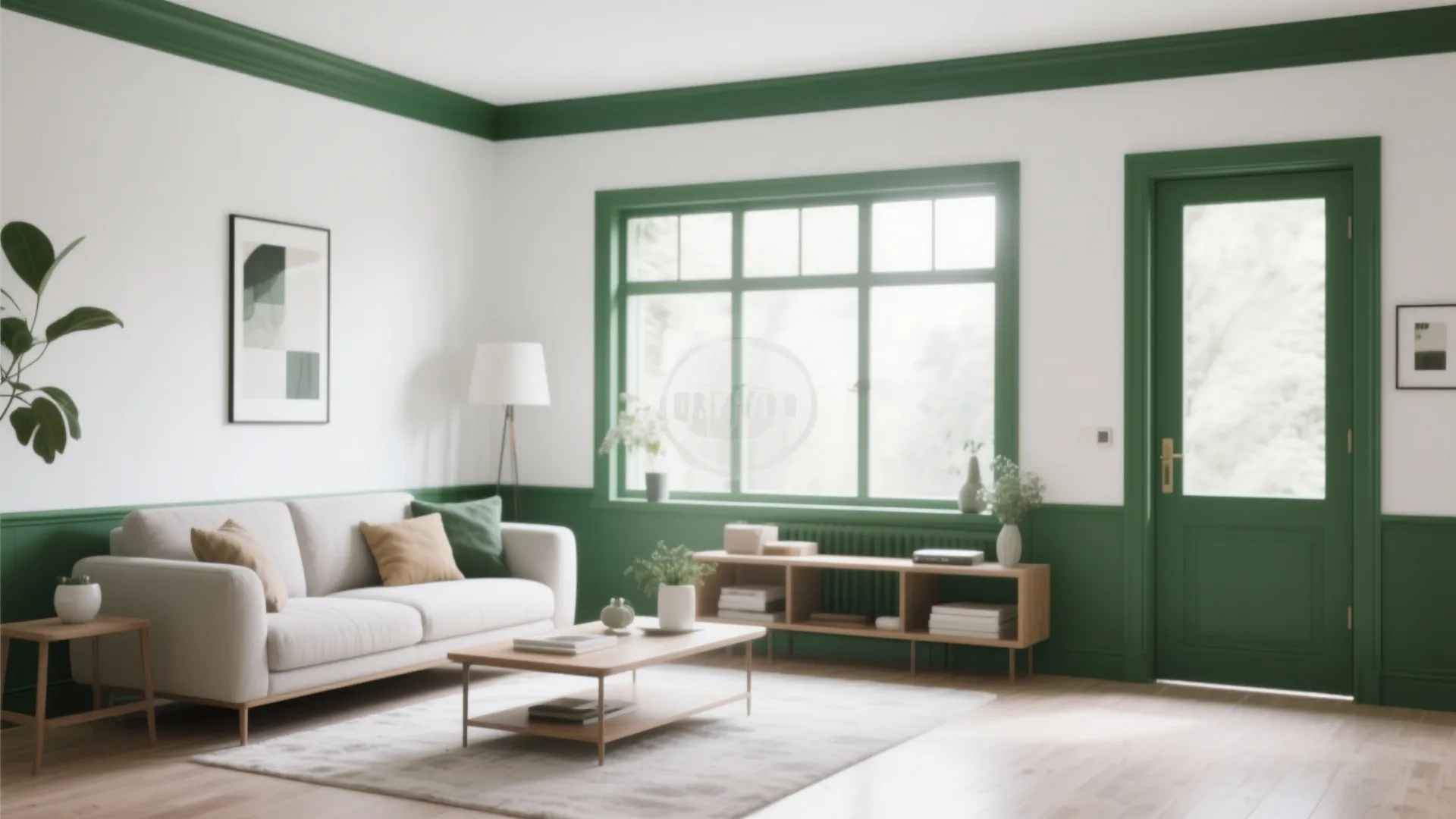 White Walls with Green Trim