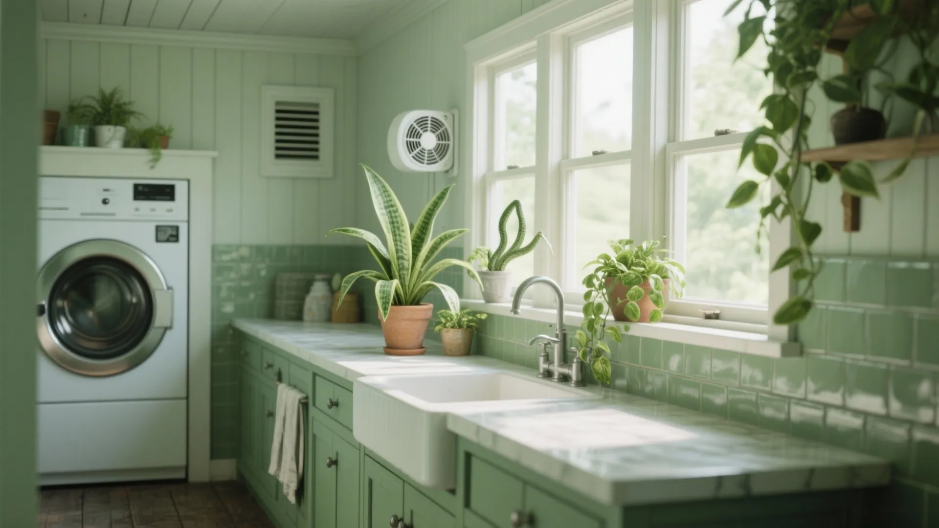 4. Green and Well-Ventilated Laundry