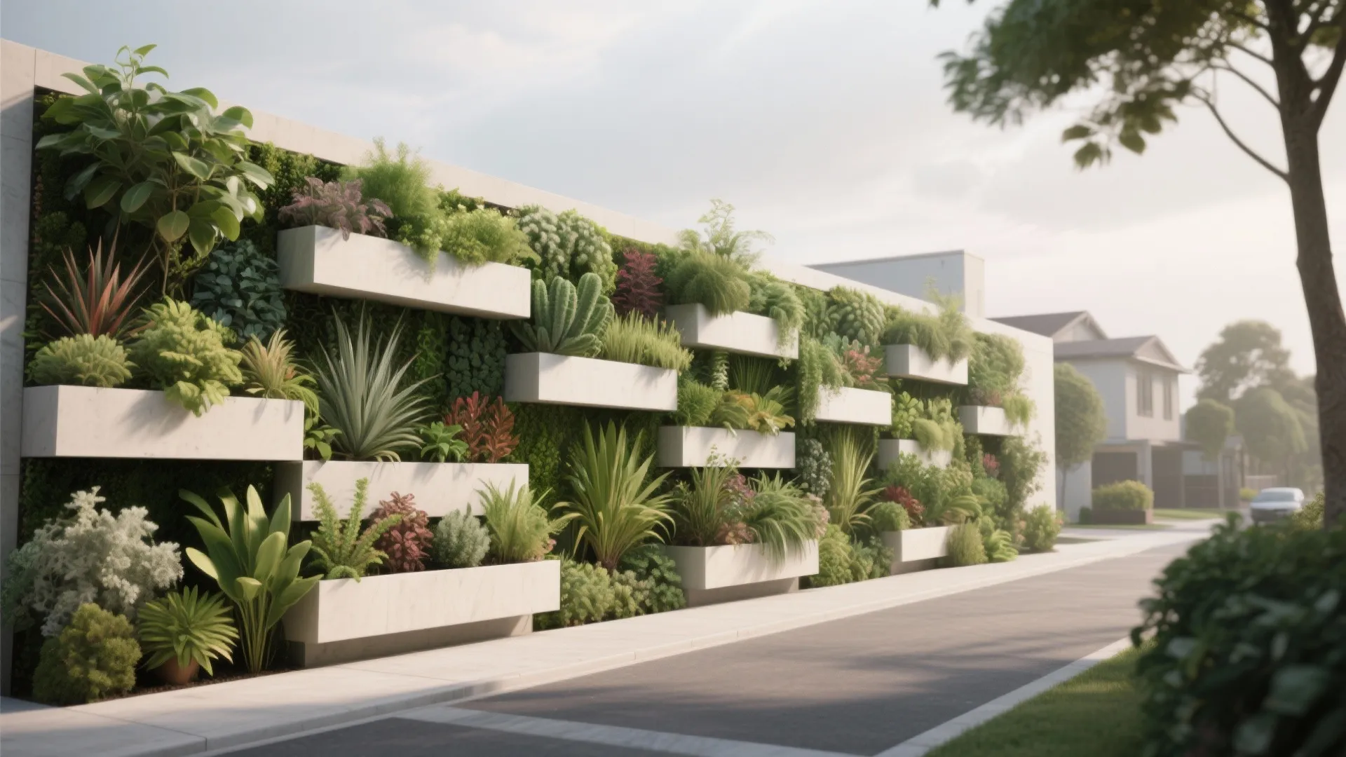 Green walls with vertical planters