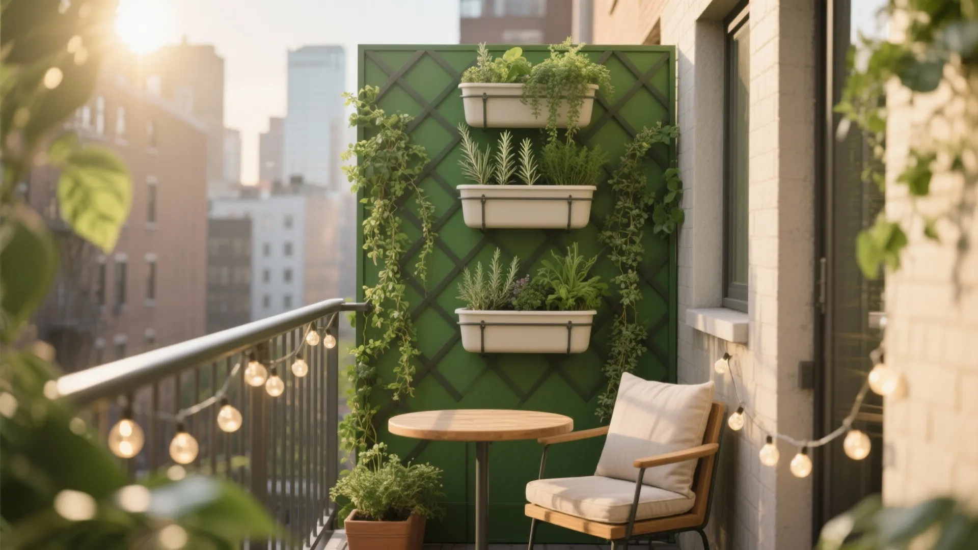 Vertical green wall for privacy and calm