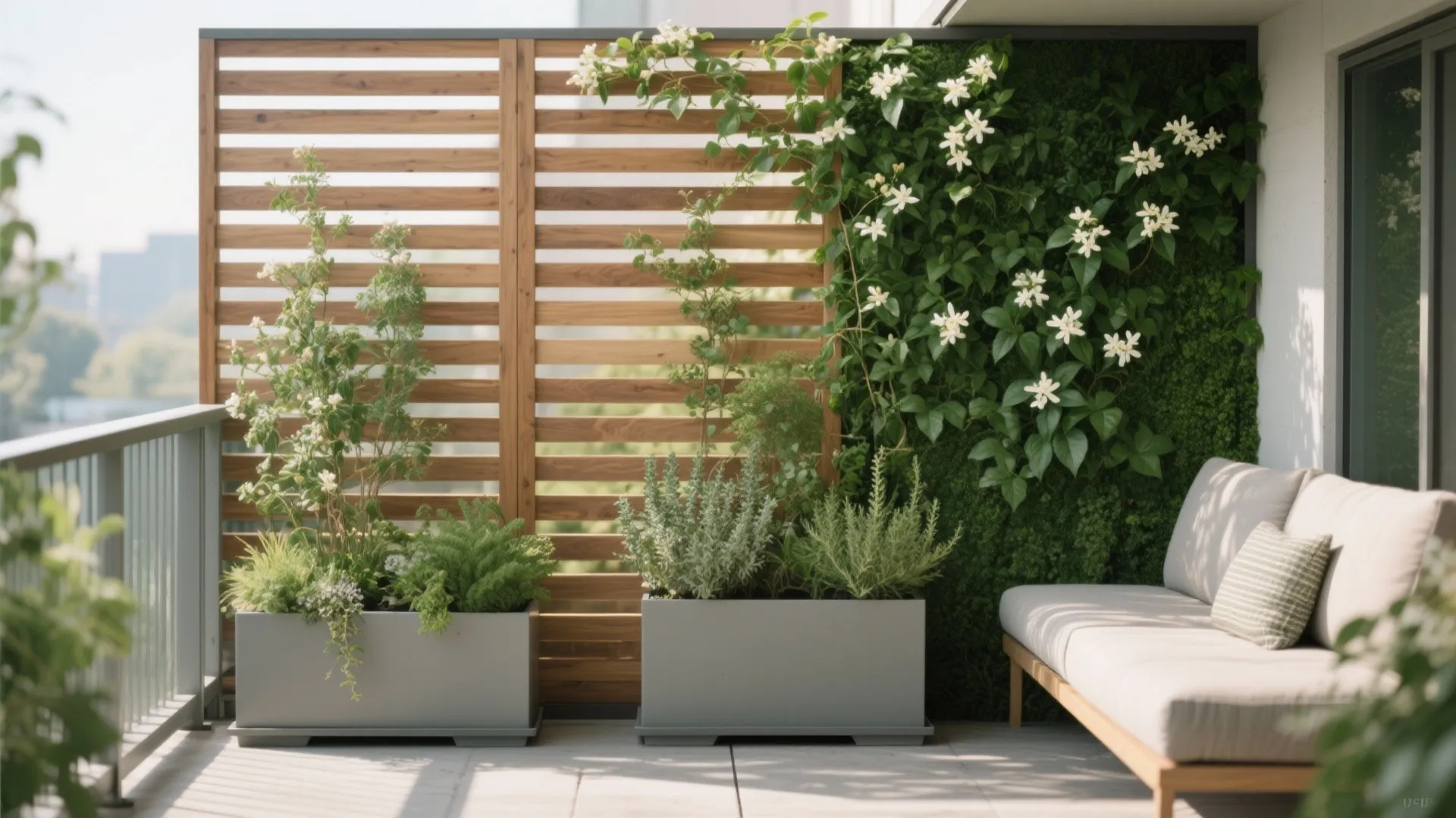Green Wall + Privacy: Calm, Cushioned Edges
