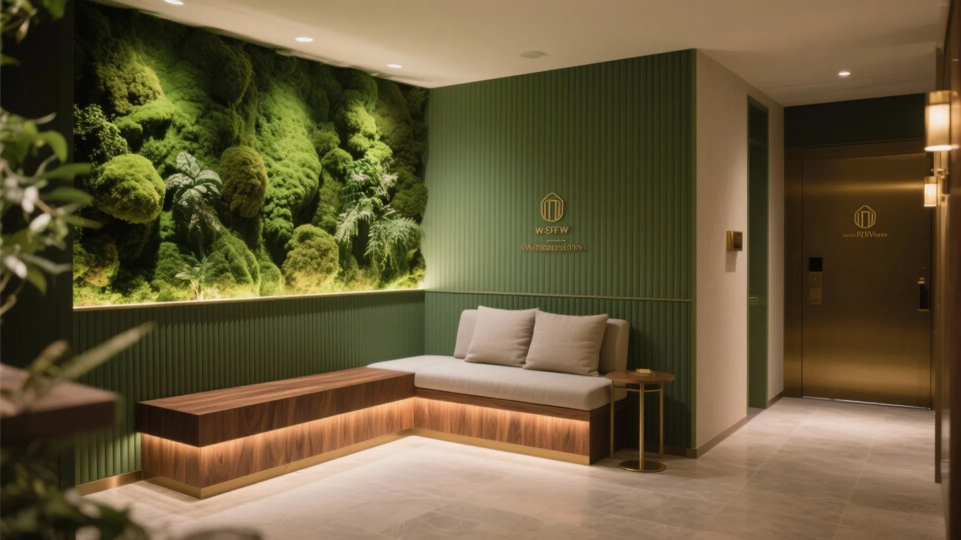 Biophilic Lobby with Green Wall