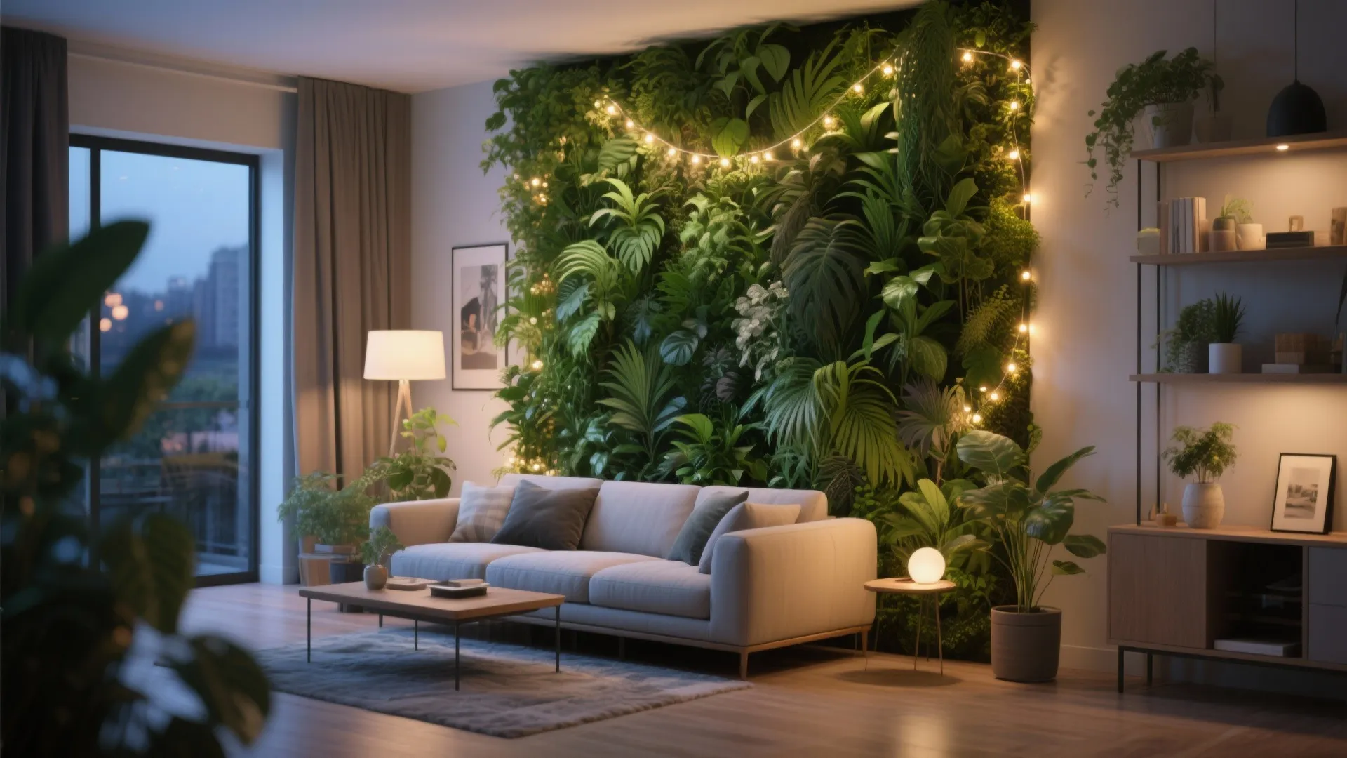 4. Mixed with Greenery Walls