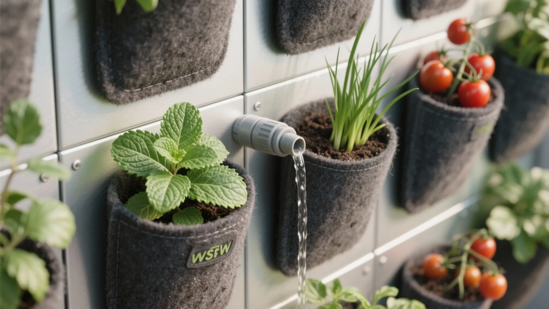 Green wall and edible planters for a micro garden