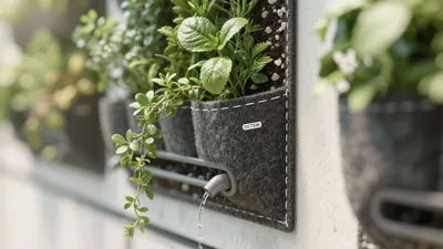 Vertical Garden Wall with Self-Watering Pockets