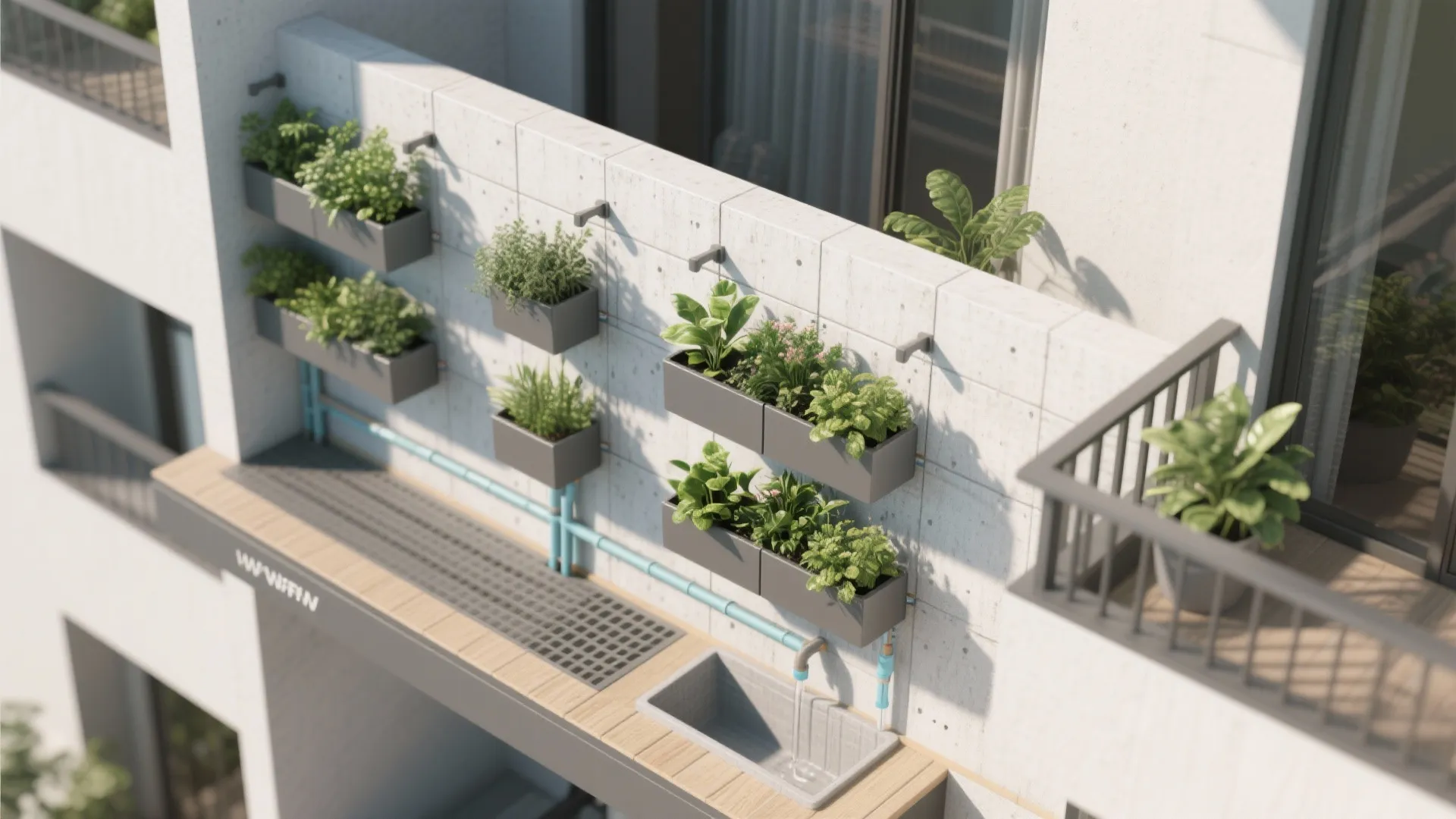 Vertical Green Wall with Low-Maintenance Plants