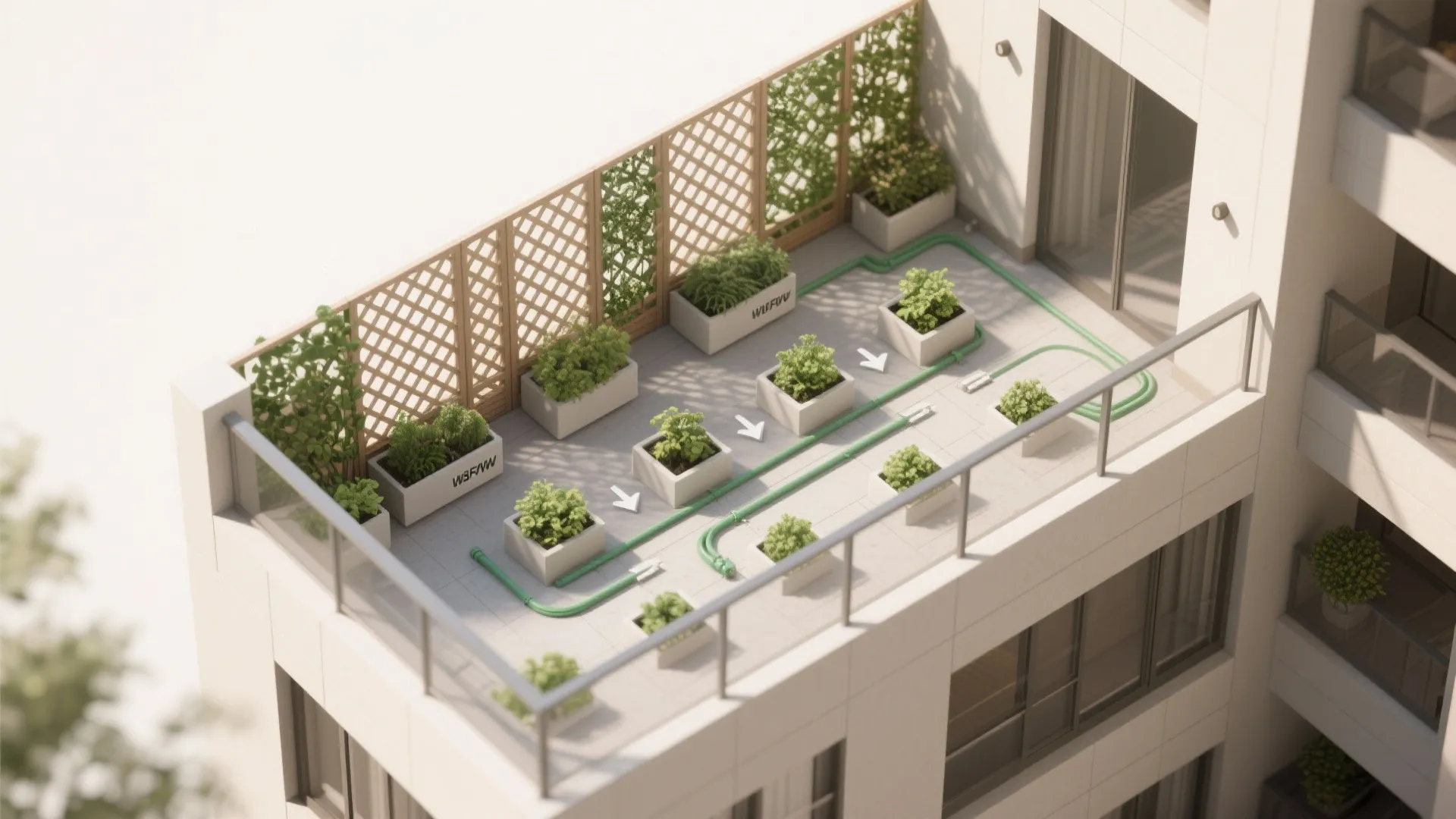 Green wall grids with irrigation built-in