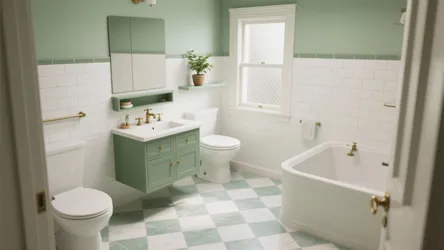 5 Green & White Tile Bathroom Ideas