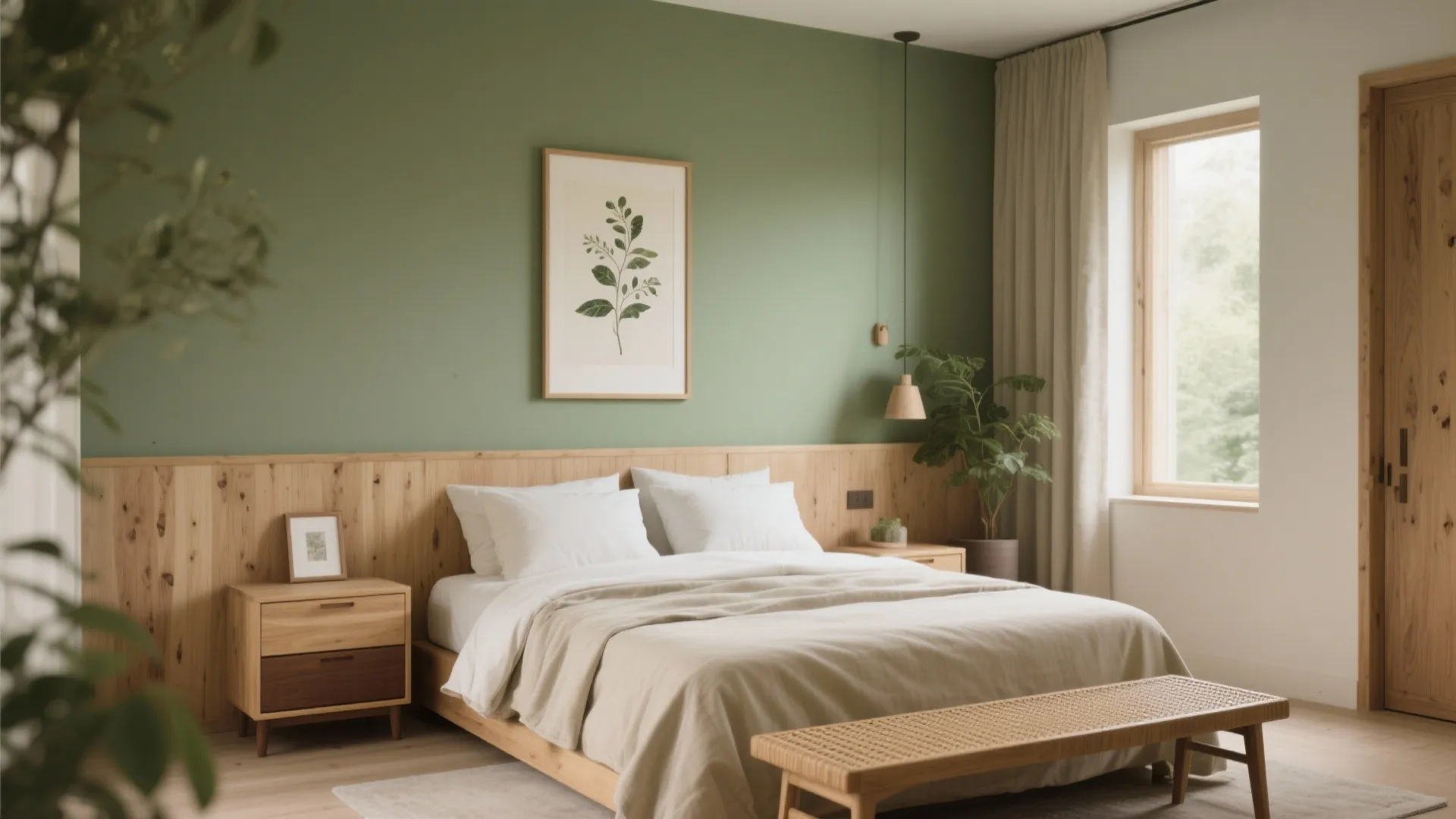 Earthy Greens with Natural Wood