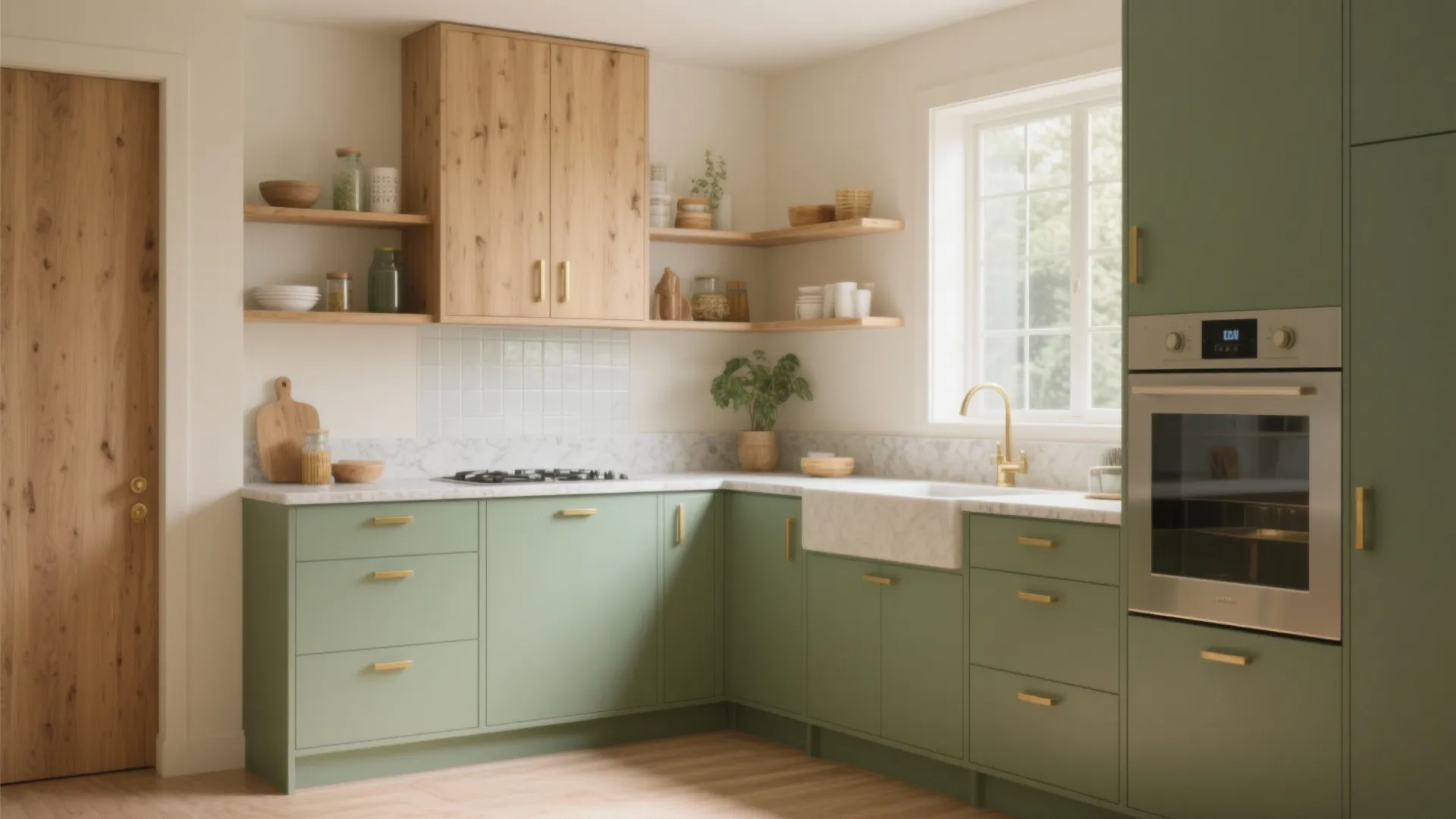 Earthy Greens & Wood Tones: Calm and Cozy