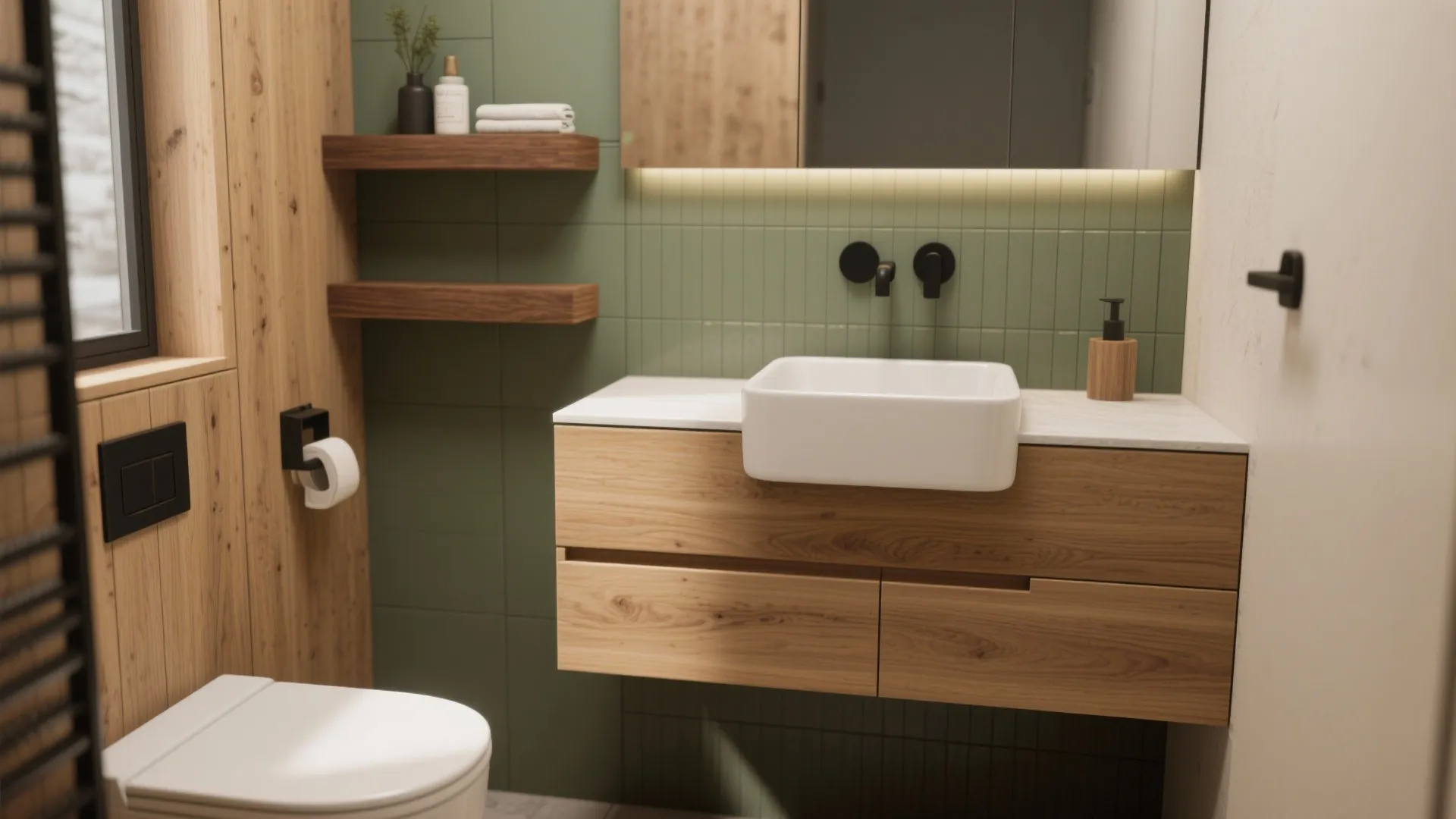 Green and Natural Wood Combo