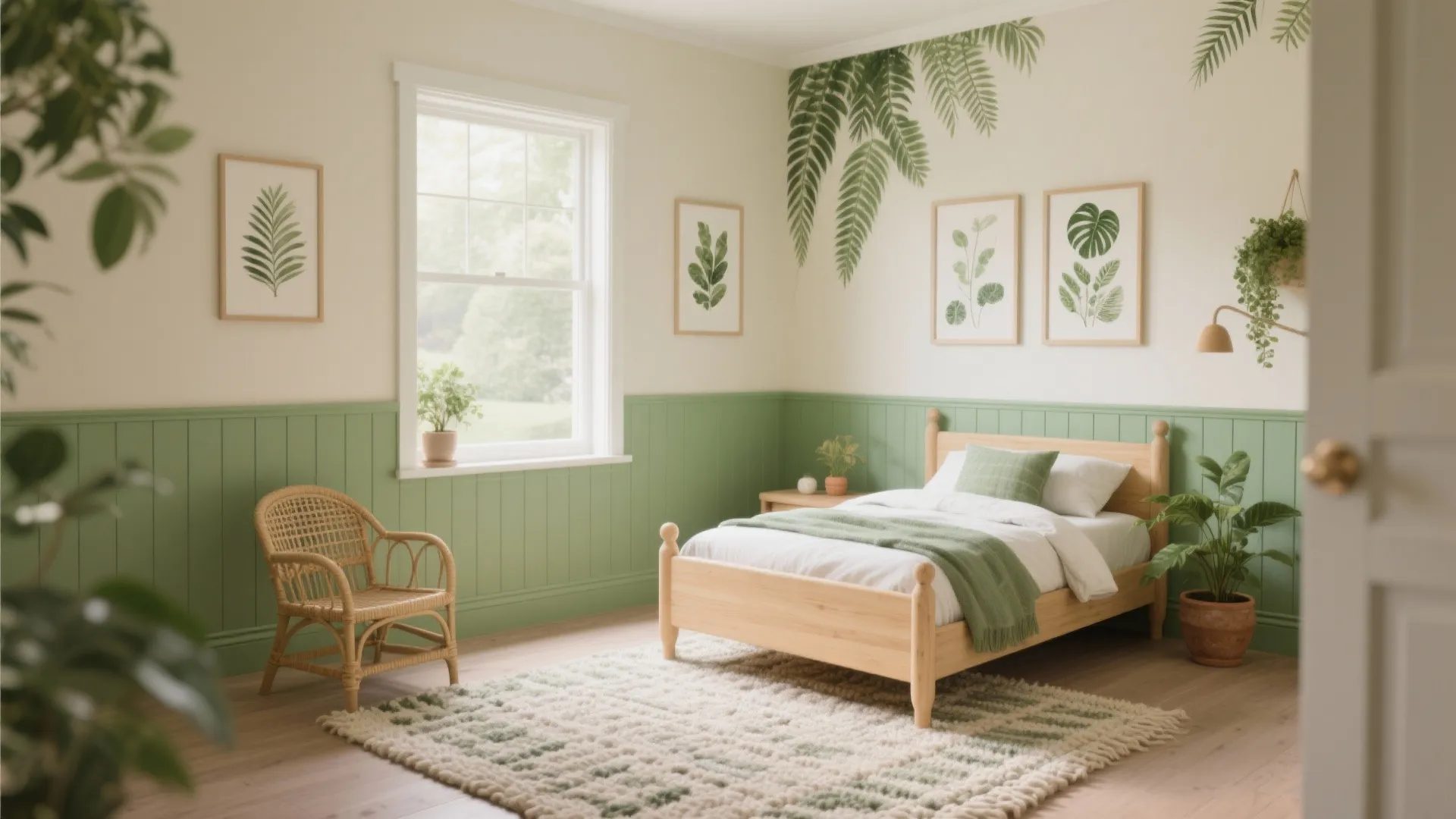 Nature-Inspired Greens with Warm Wood