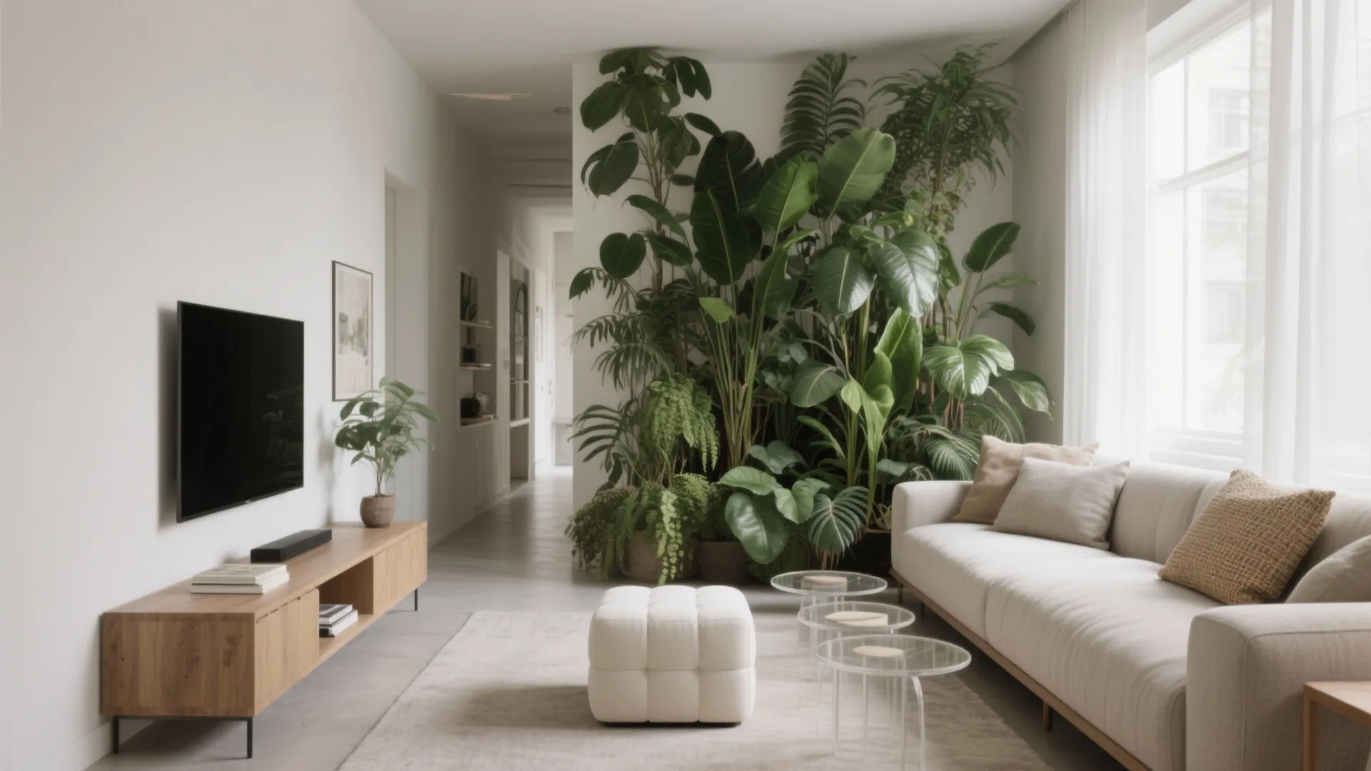 Green zoning with plants and flexible furniture