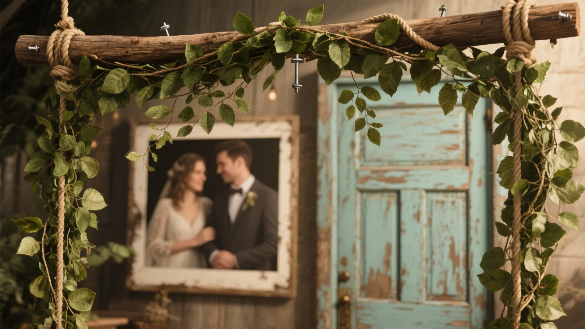 5. DIY Greenery Arch and Photo Wall