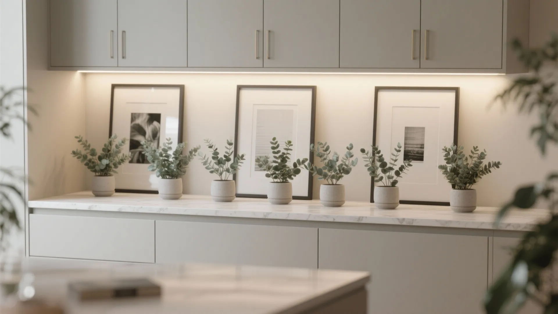 Greenery and low-profile art