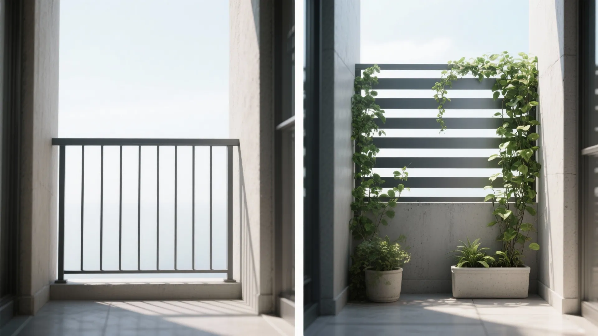 3) Vertical Greenery + Grill Hybrid