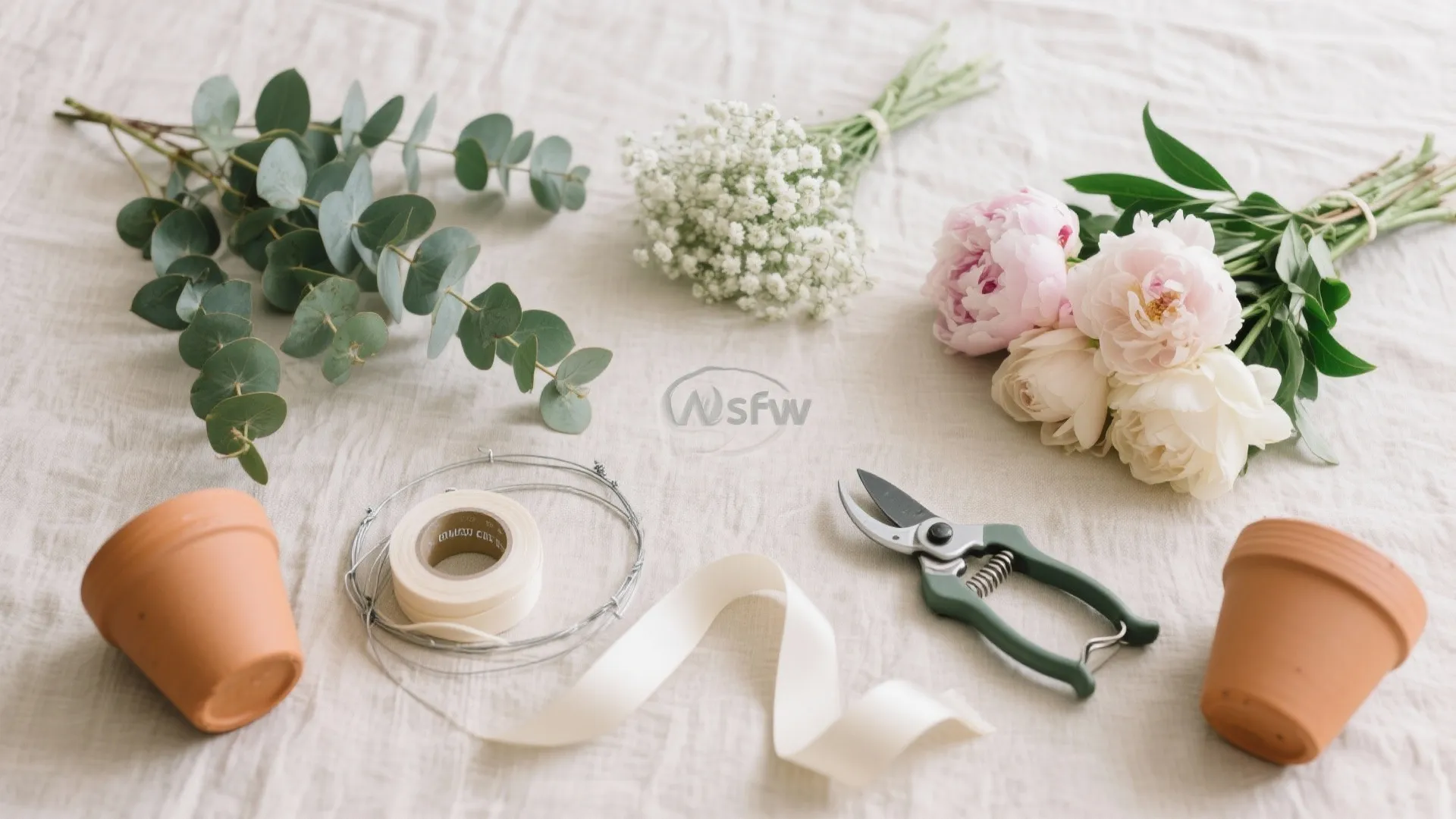 Micro Floral Arch and Greenery Over the Naming Table