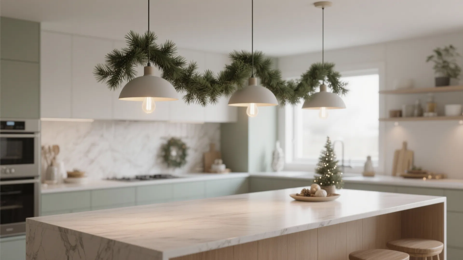 4. Greenery Garlands That Connect Fixtures