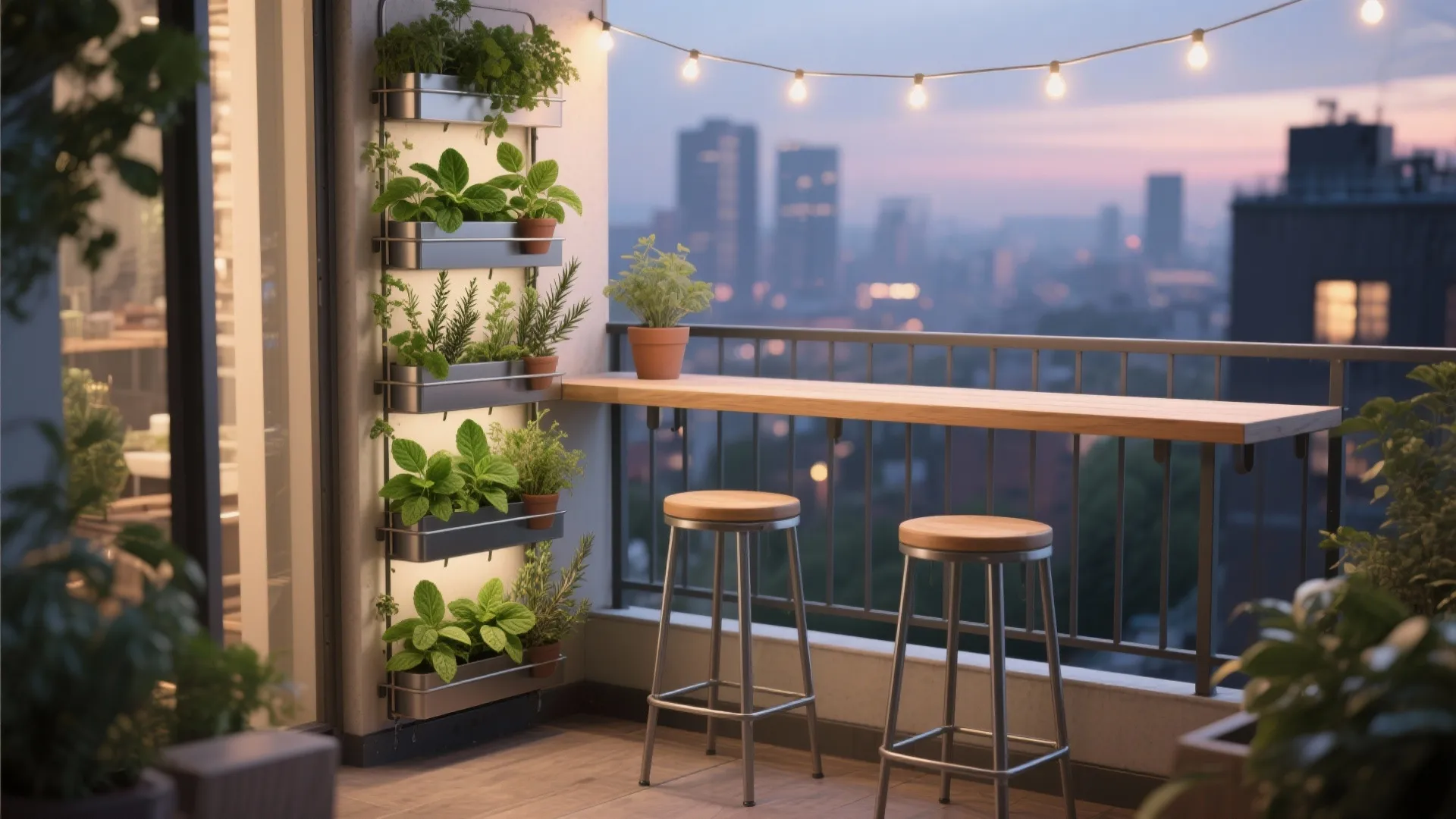 Greenery Ladder + Slim Bar Stools for a Cafe Vibe