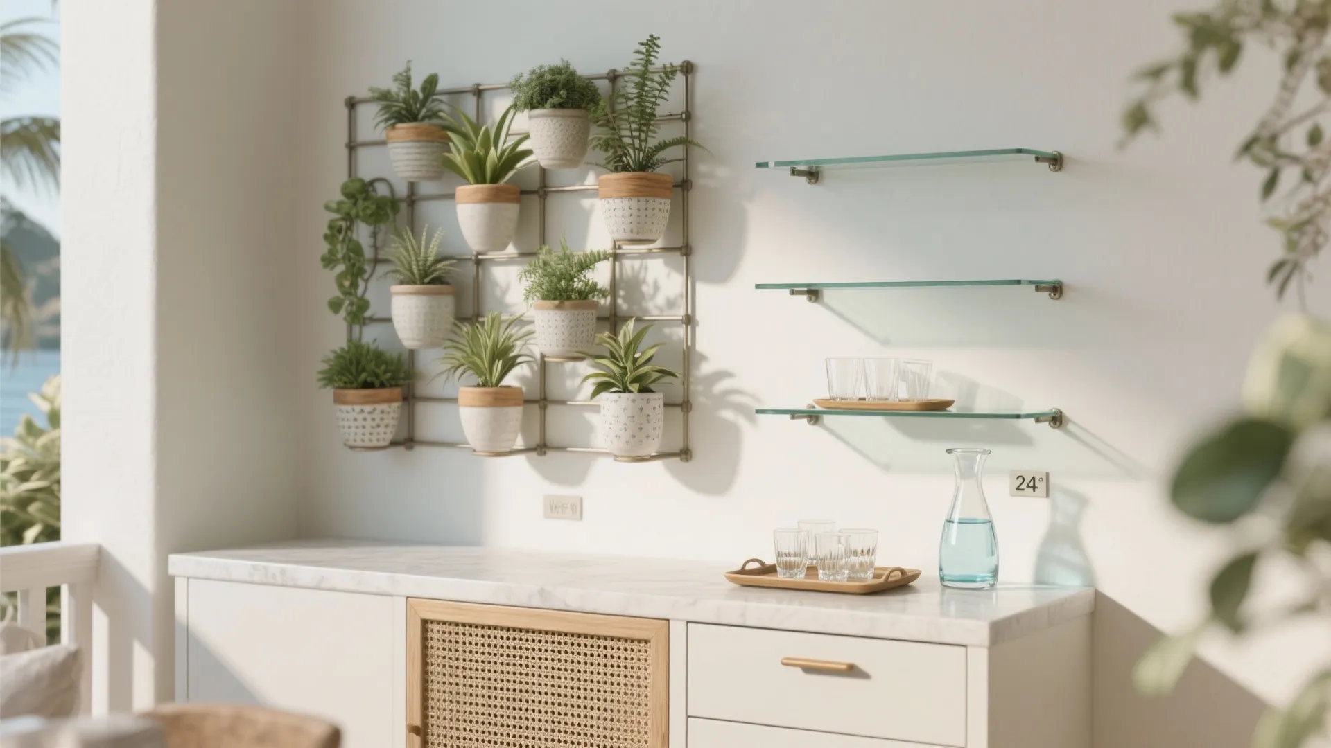 Vertical Greenery + Compact Beverage Nook