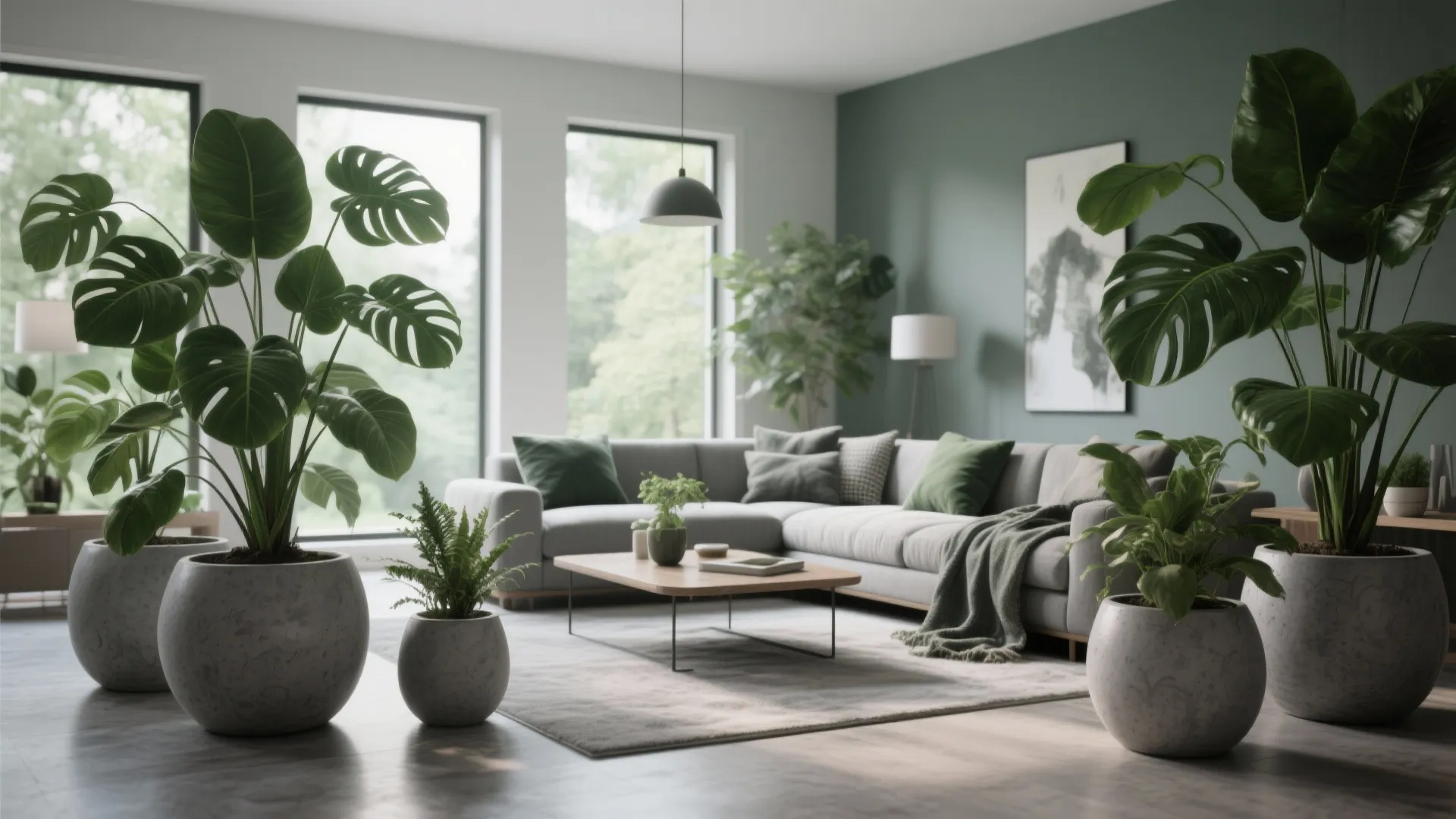 Greenery in Oversized Pots