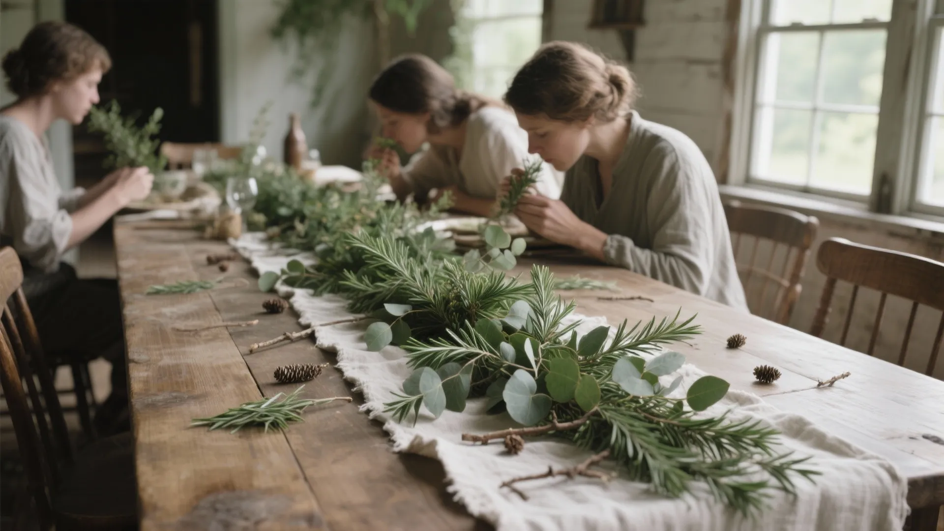 Low Greenery Runner with Foraged Elements