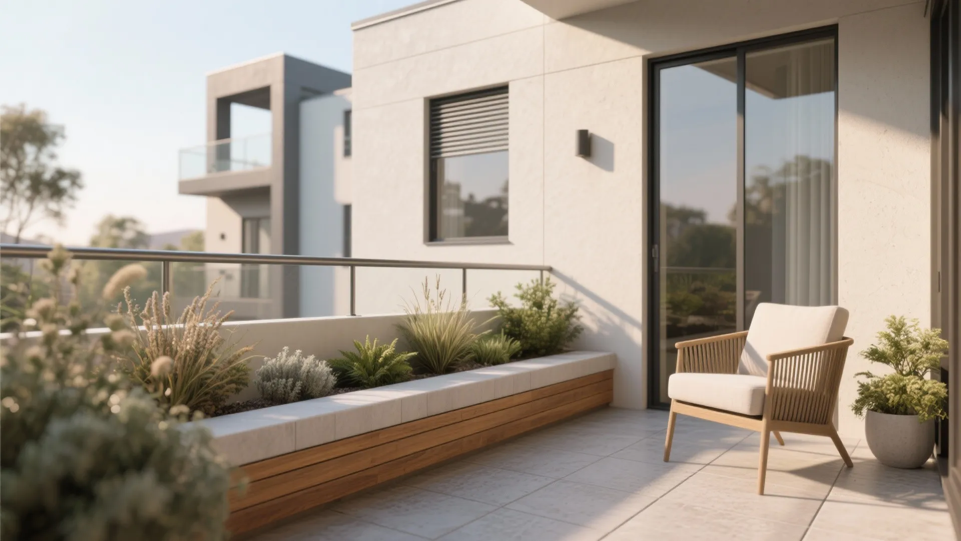 5) Greenery, Seating, and Durable Surfaces