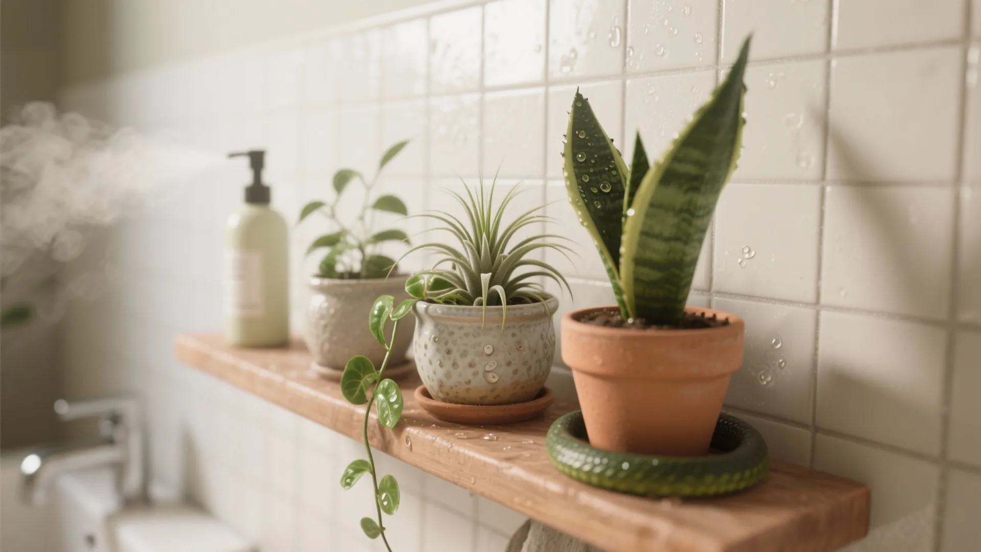 1. Live greenery that tolerates humidity