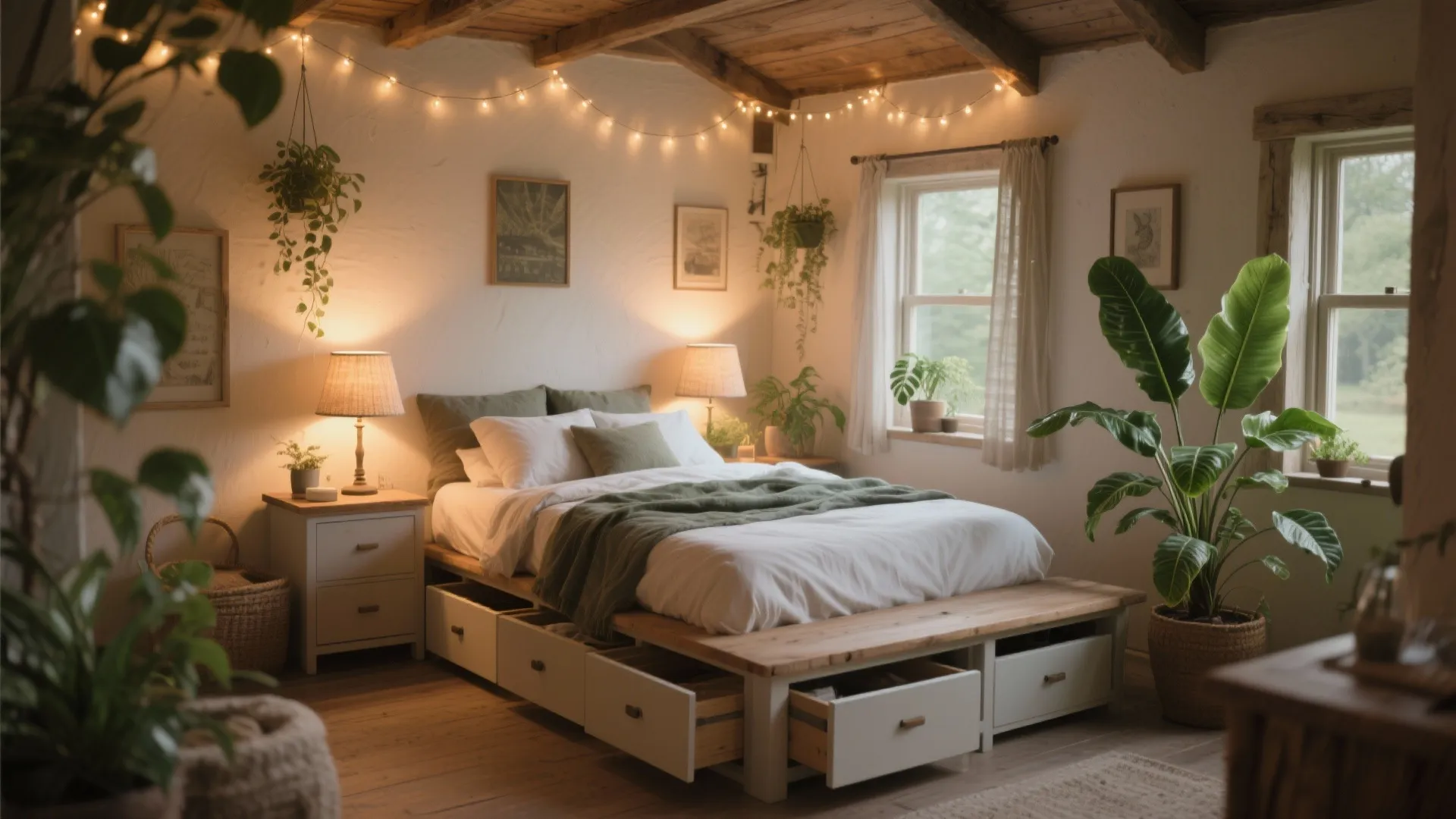 5. Greenery, Simple Lighting, and Practical Storage