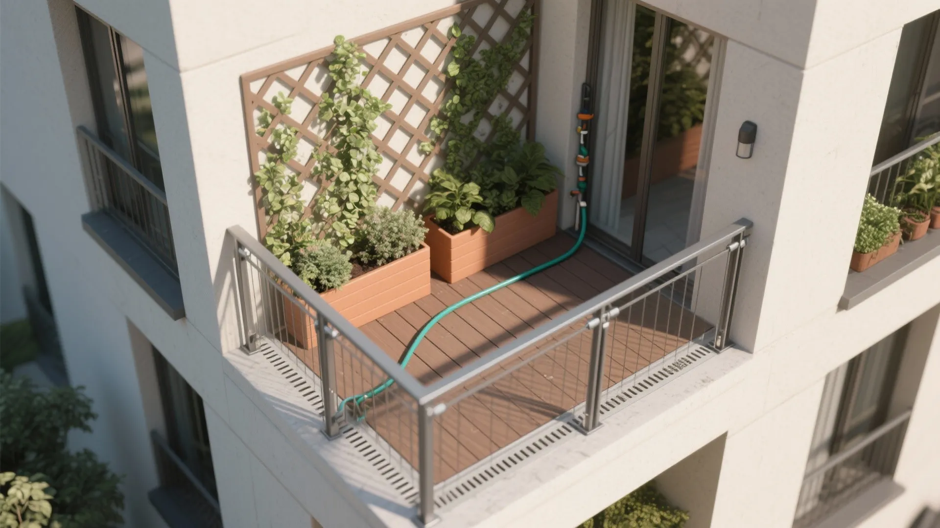 Vertical greenery and trellis privacy