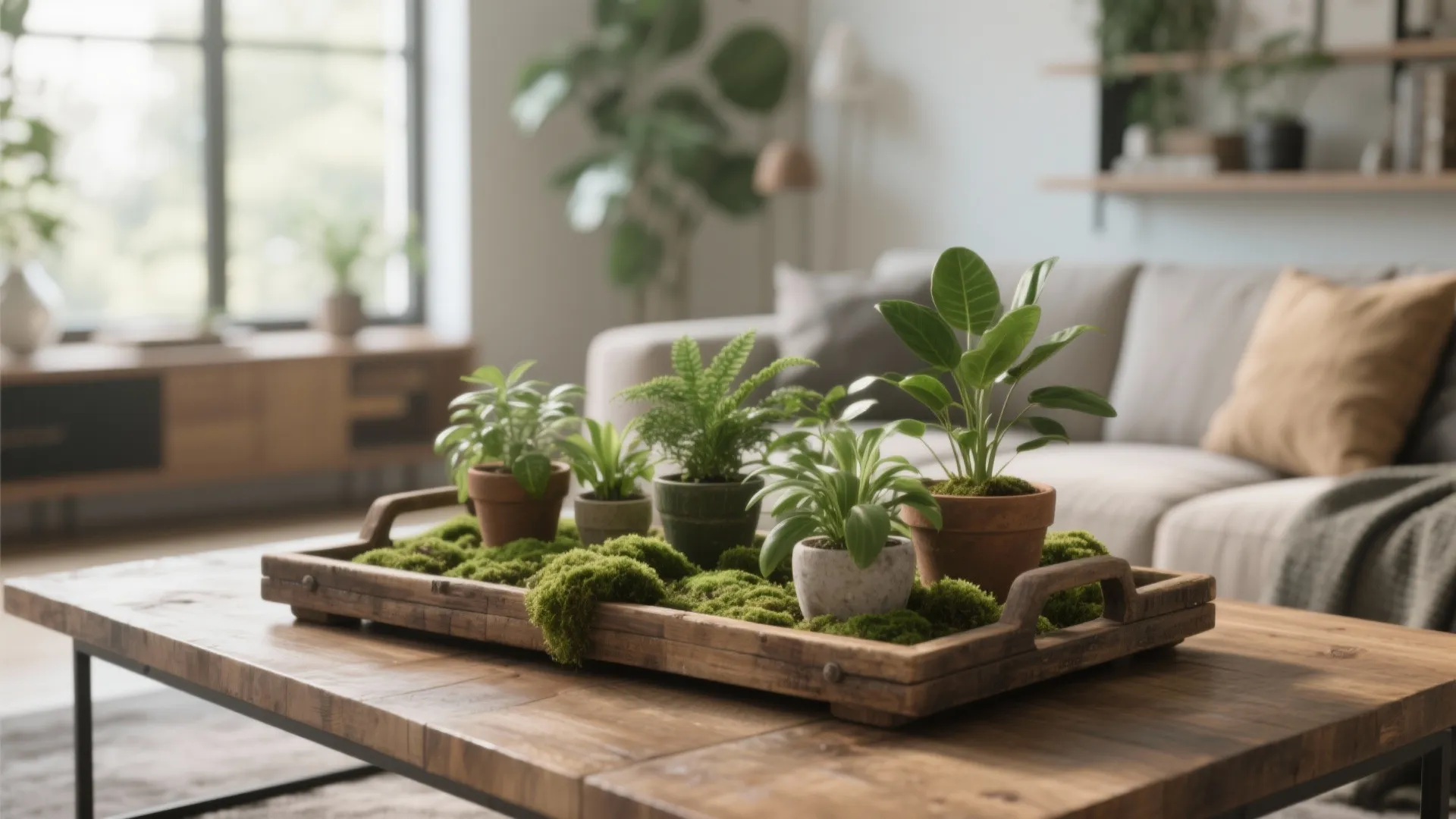 2. Nature-Inspired Greenery Tray