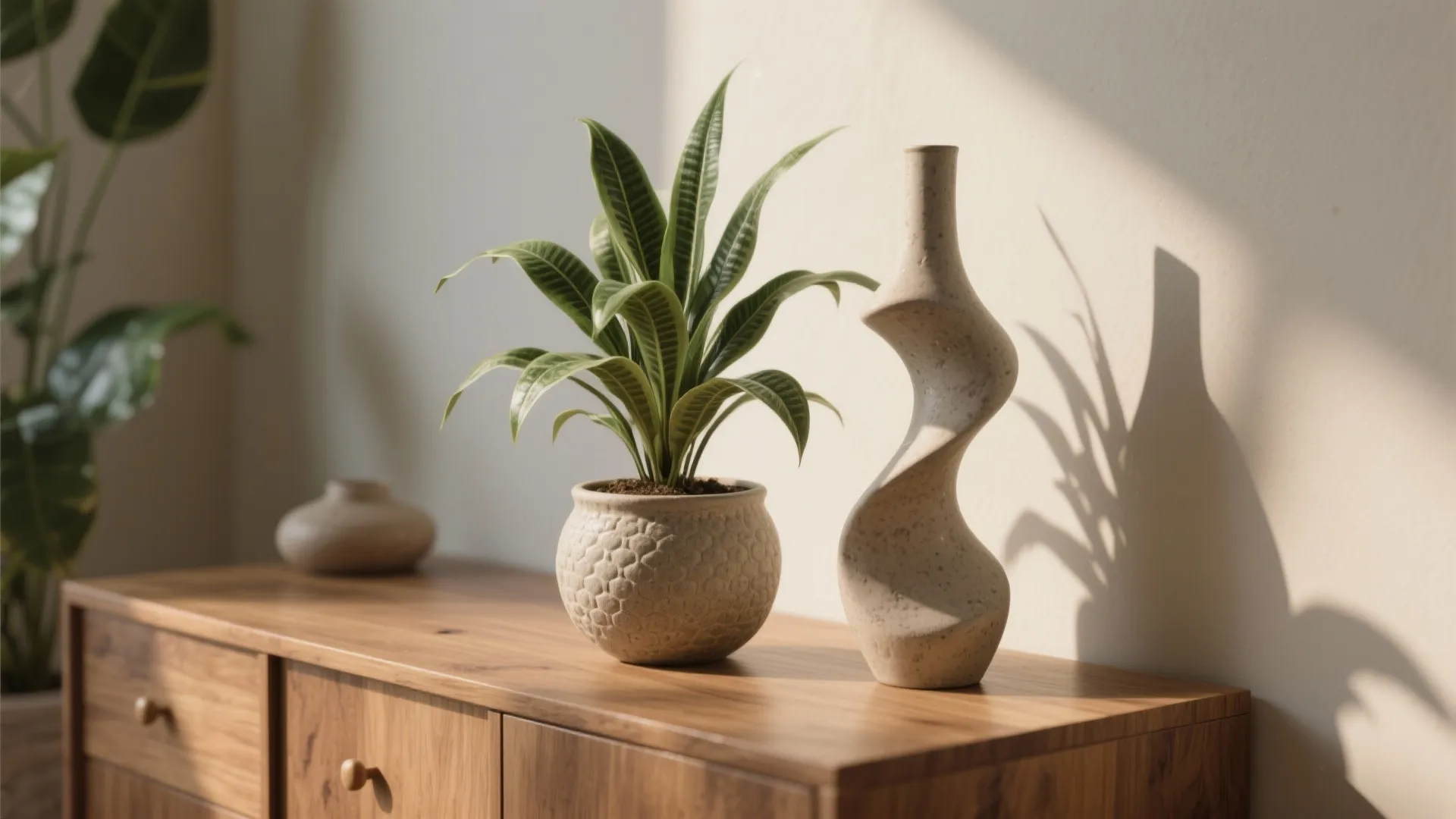 3. Greenery and Sculptural Vases: Organic Energy