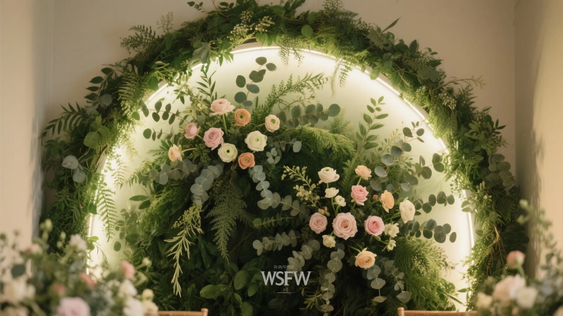Greenery Wall with Seasonal Blooms (Biophilic and Timeless)