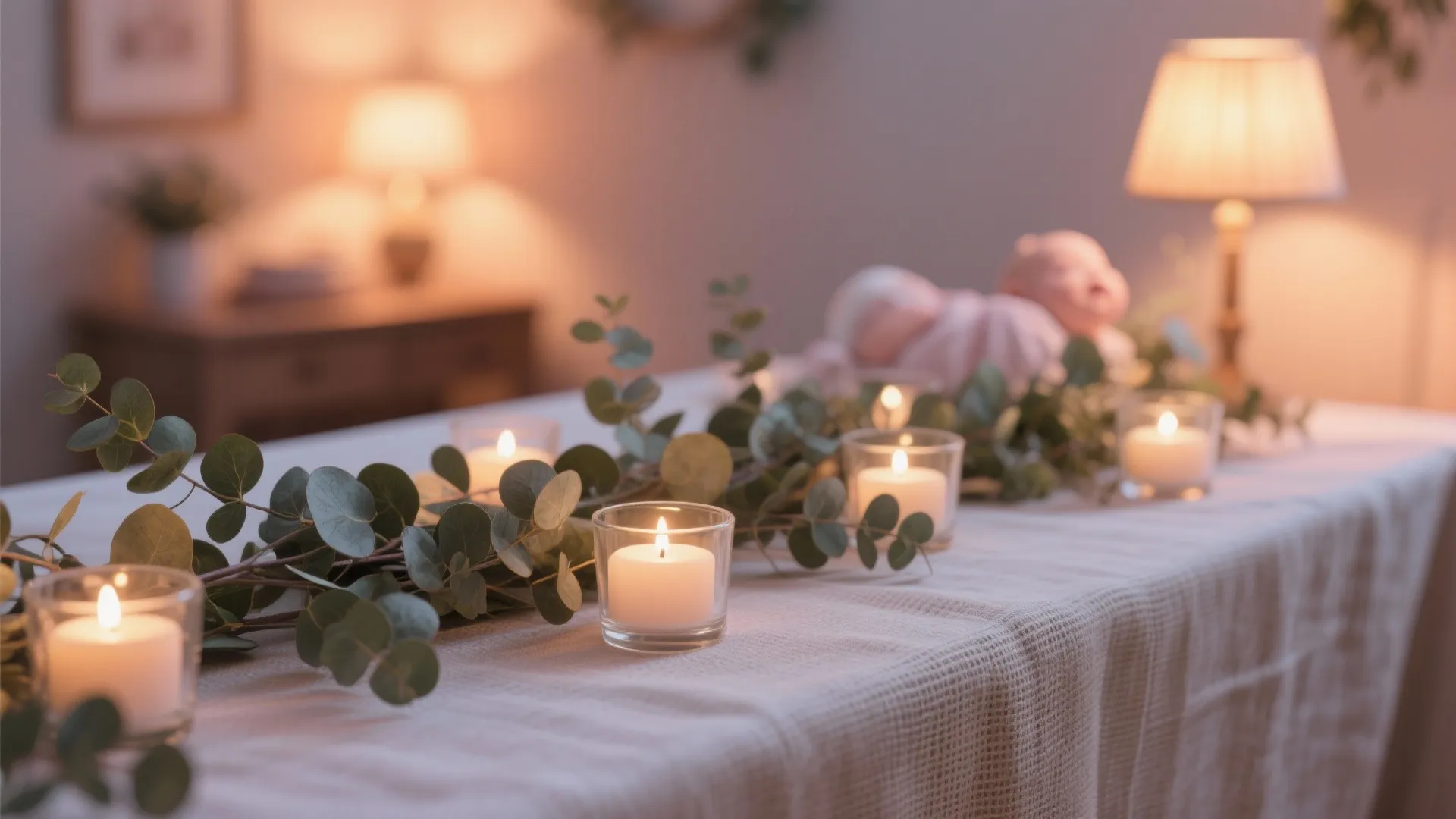 Greenery, Candles, and Soft Glow