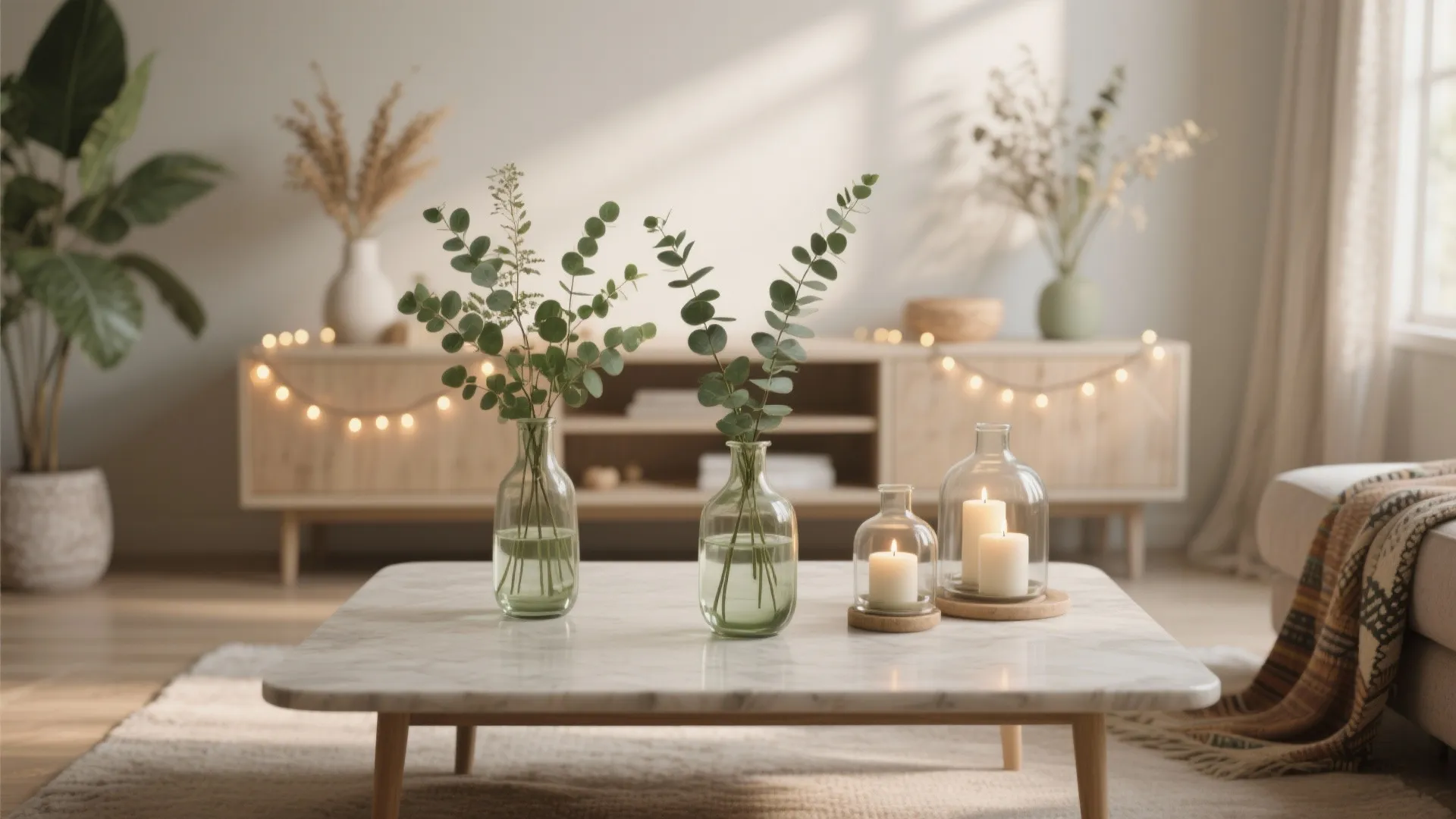 Fresh greens and soft lighting for warmth