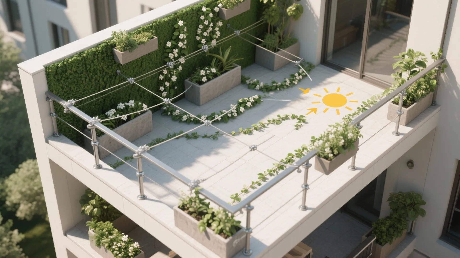 3) Climbing Green Wall on Tension Wires