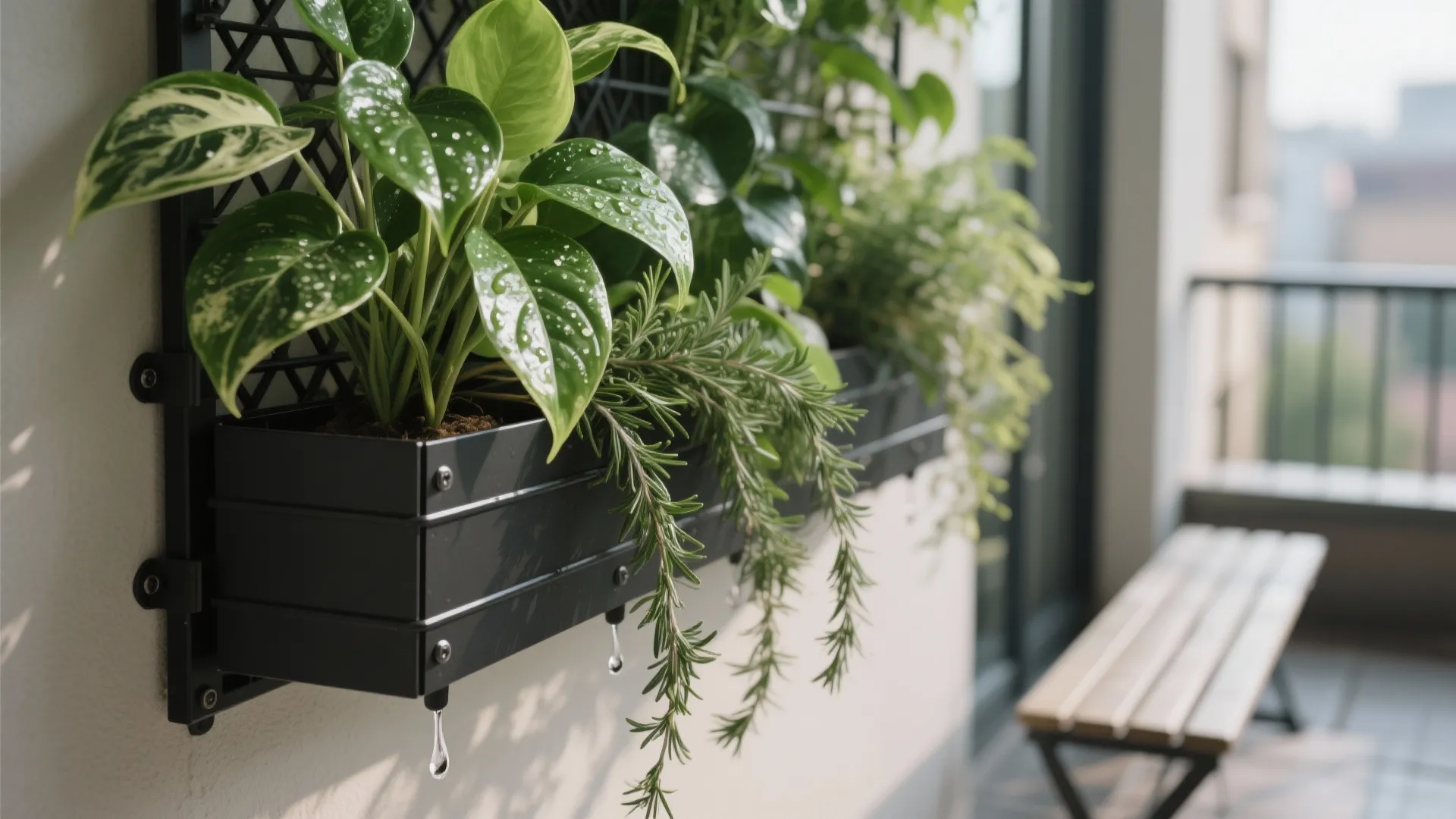 Vertical Green Walls With Slim Seating
