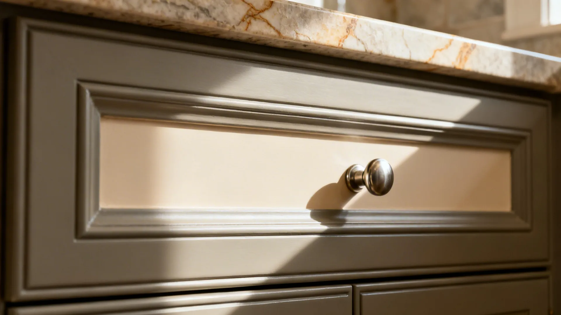 Soft tonal pairing: greige frames with pale beige panels