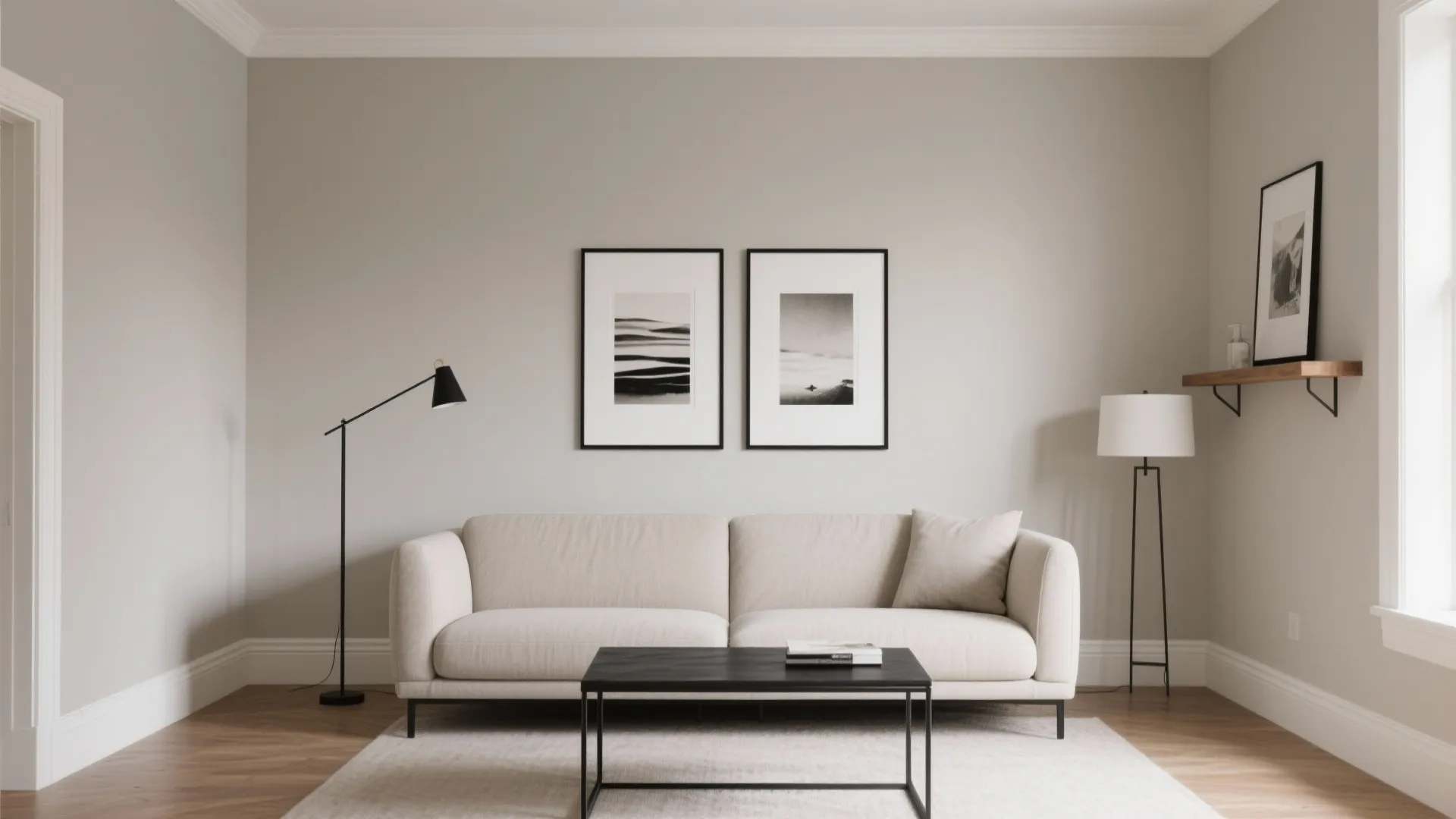 Greige Walls with Black Contrast Lines