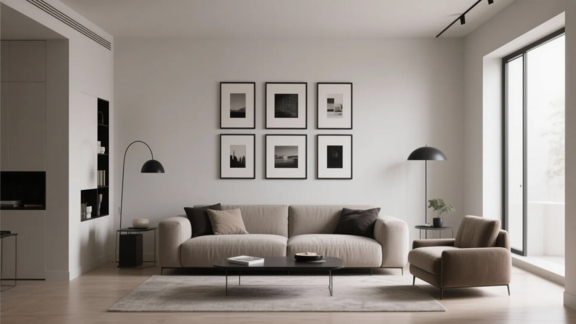 2. Greige Walls with Black Accents