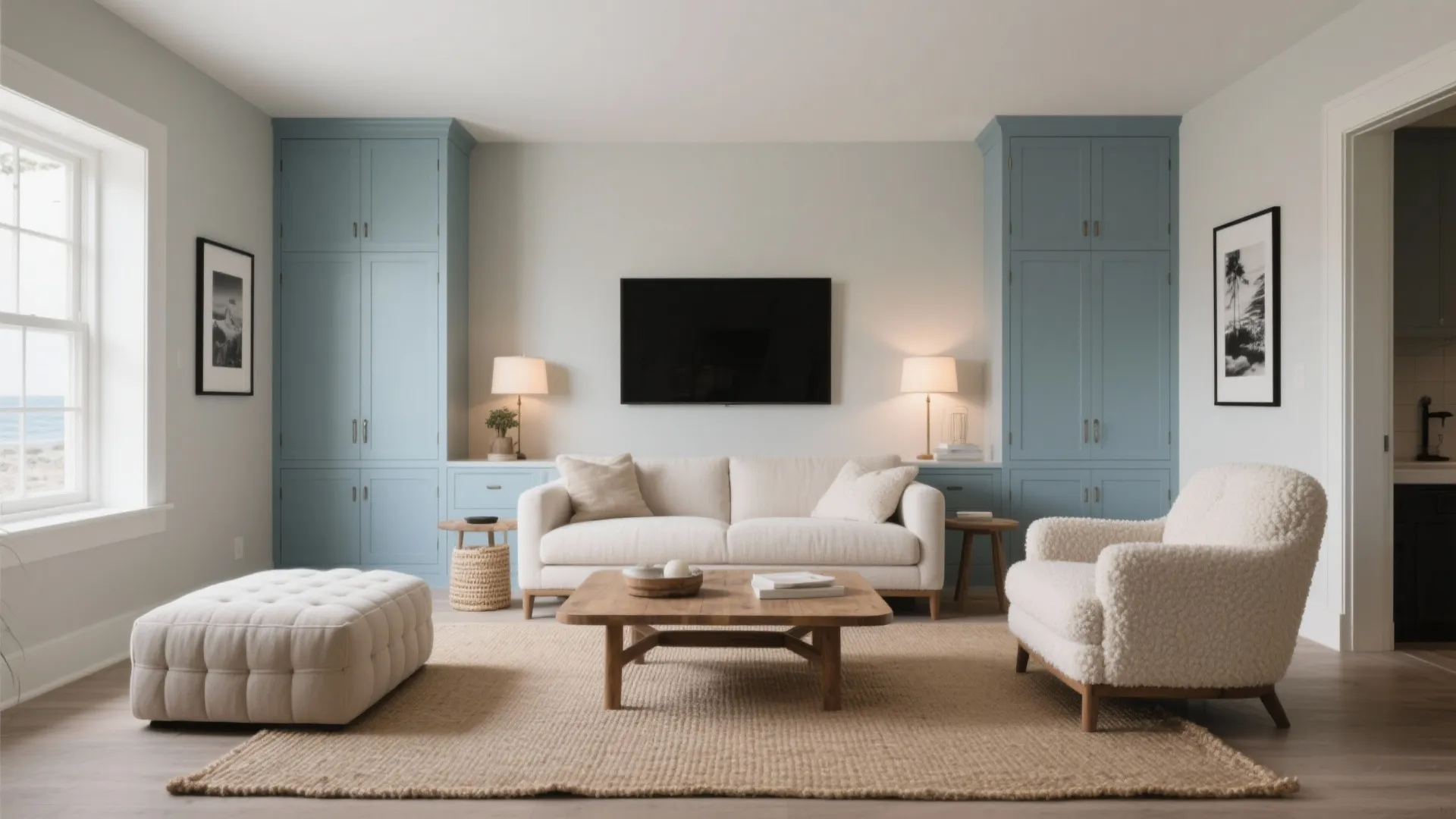 3) Greige + Misty Blue + Sand