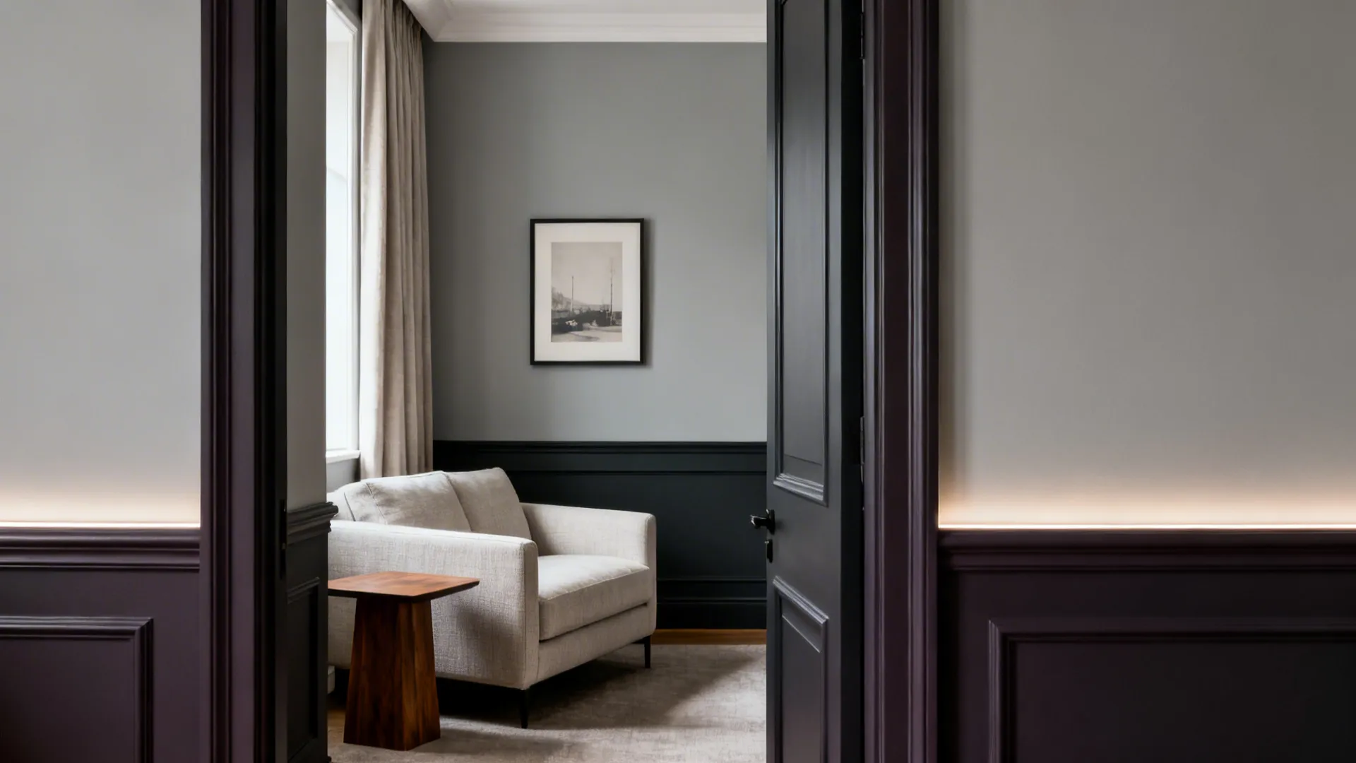 Cool Greige with High-Contrast Trim