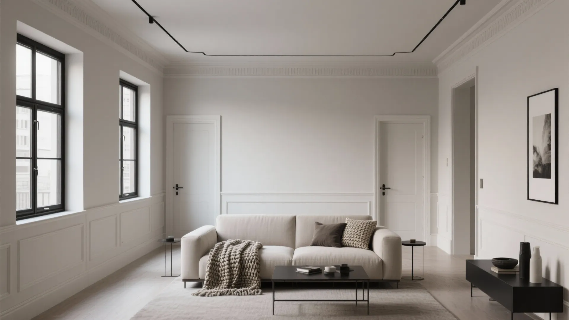 Idea 4: Monochrome Greige with Sharp Black Lines