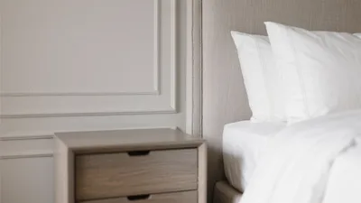 Serene Neutral Bedroom with Upholstered Headboard