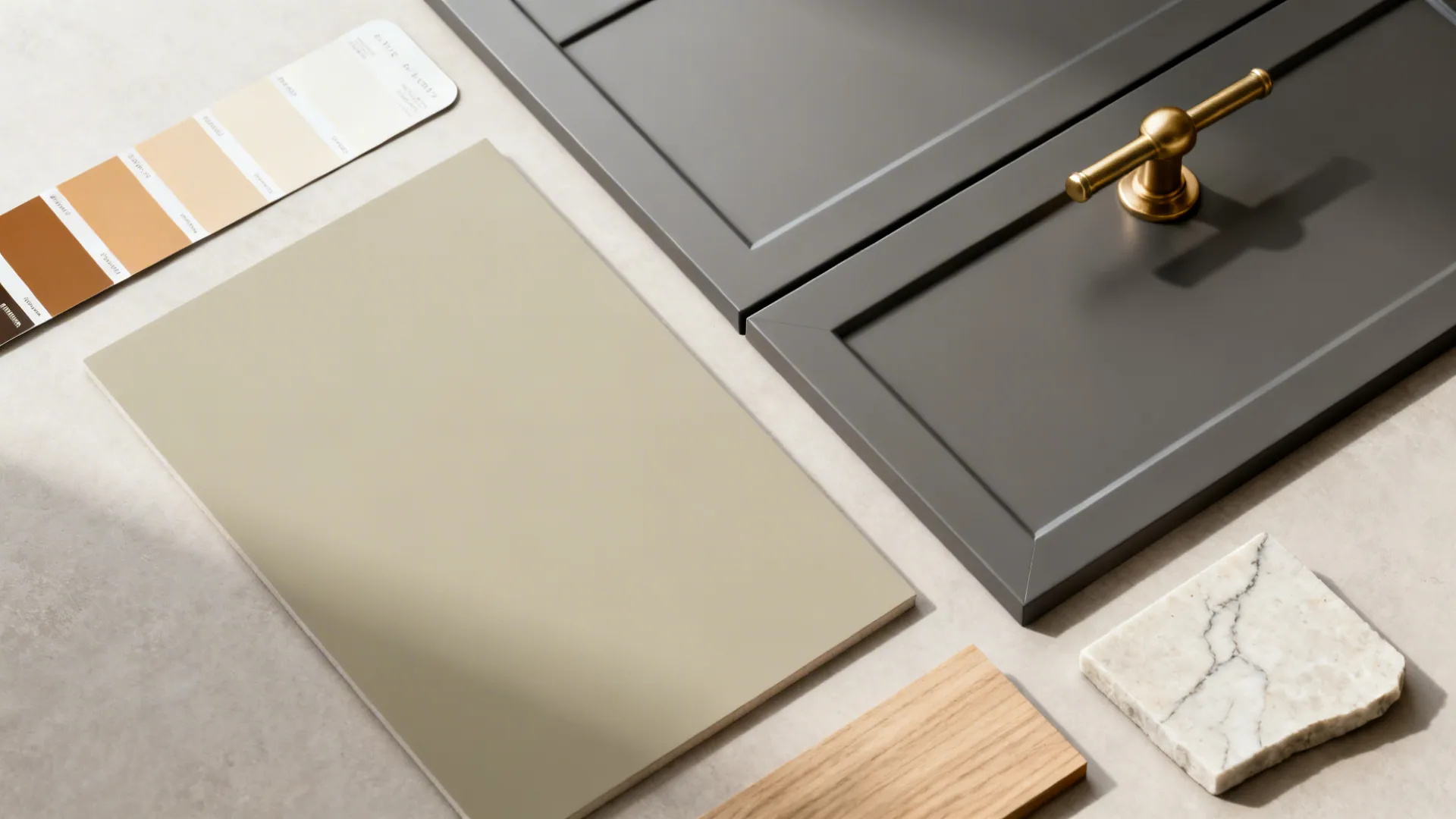 2) Greige + Graphite + Brass (Quiet Luxury Contrast)