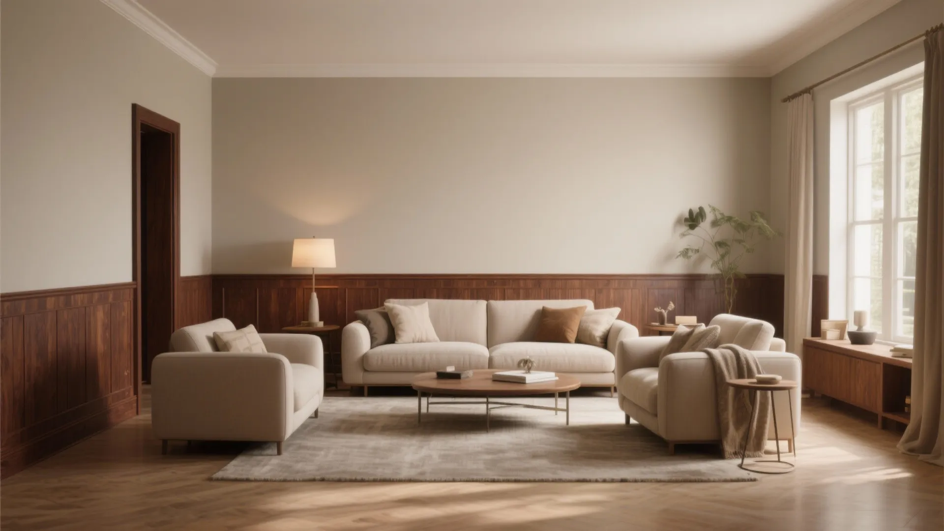 5. Warm Greige and Burnt Umber Trim