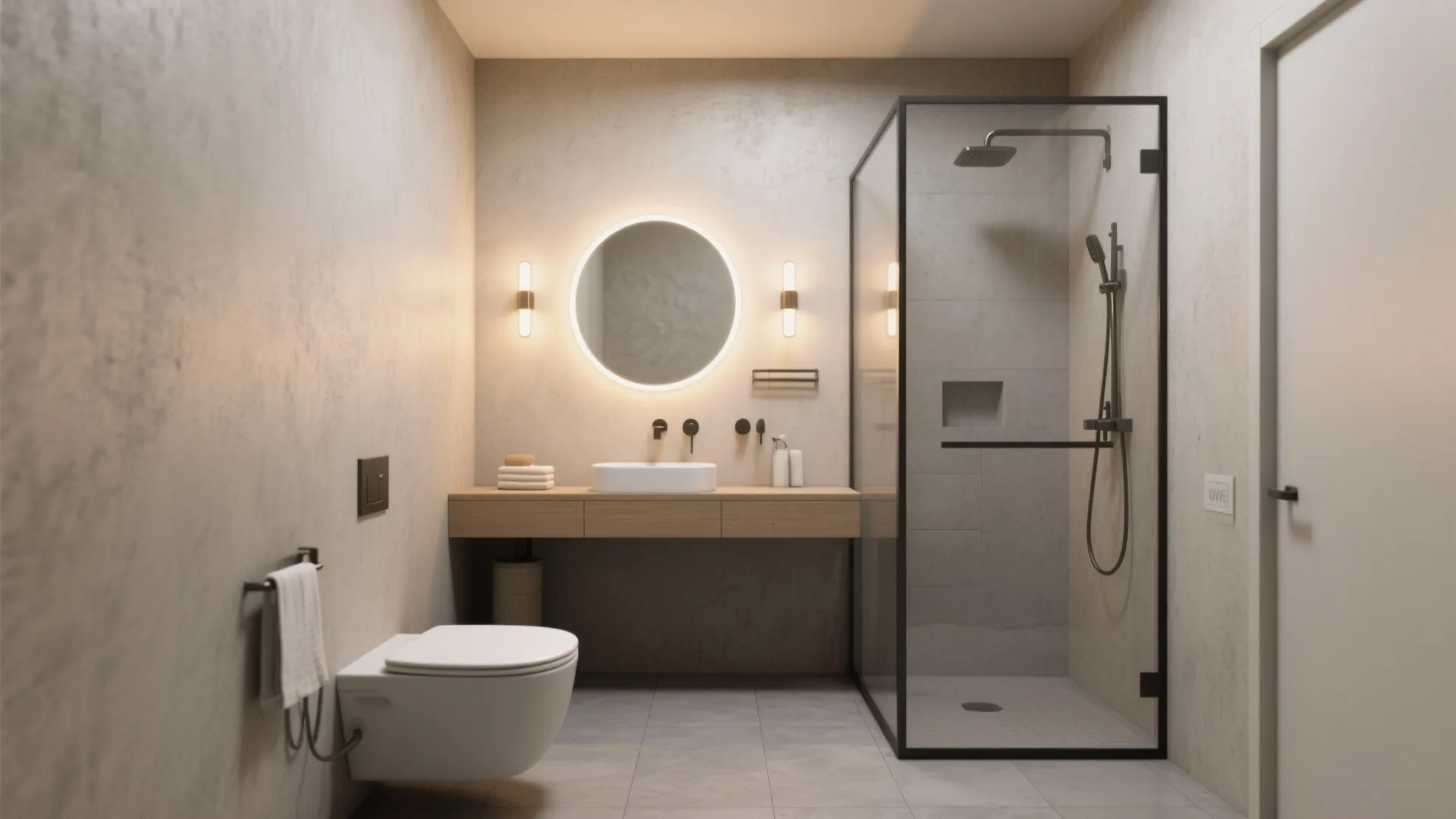 Soft Greige Walls with Warm Lighting