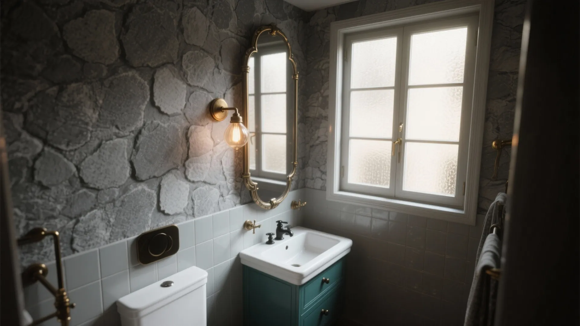 5 Creative Bathroom Ideas with Grey Wallpaper: Practical small-bathroom design ideas using grey wallpaper to add depth, texture, and style